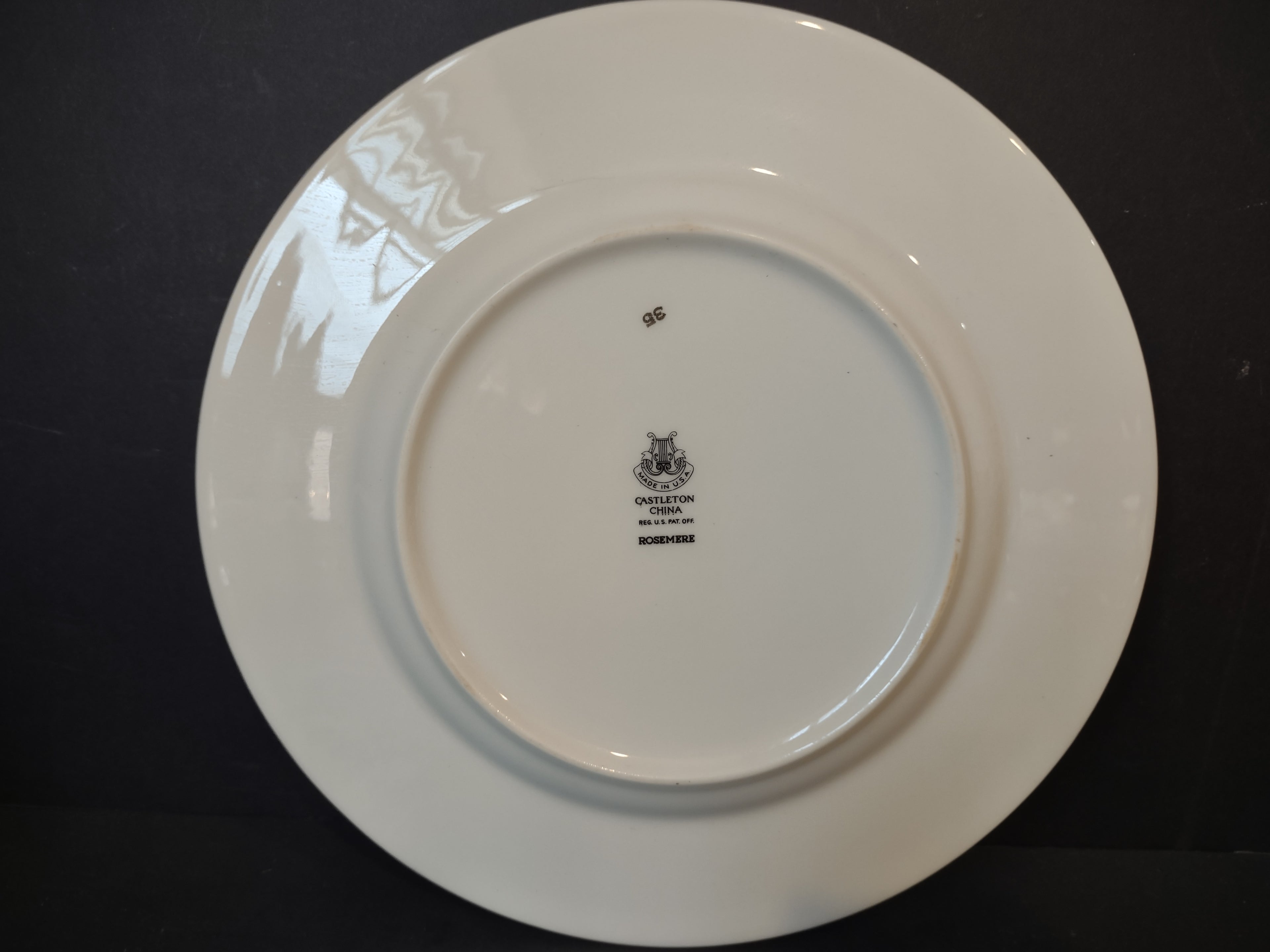 Vintage Castleton China Rosemere Pink Rose Gray Border Plate [6971]
