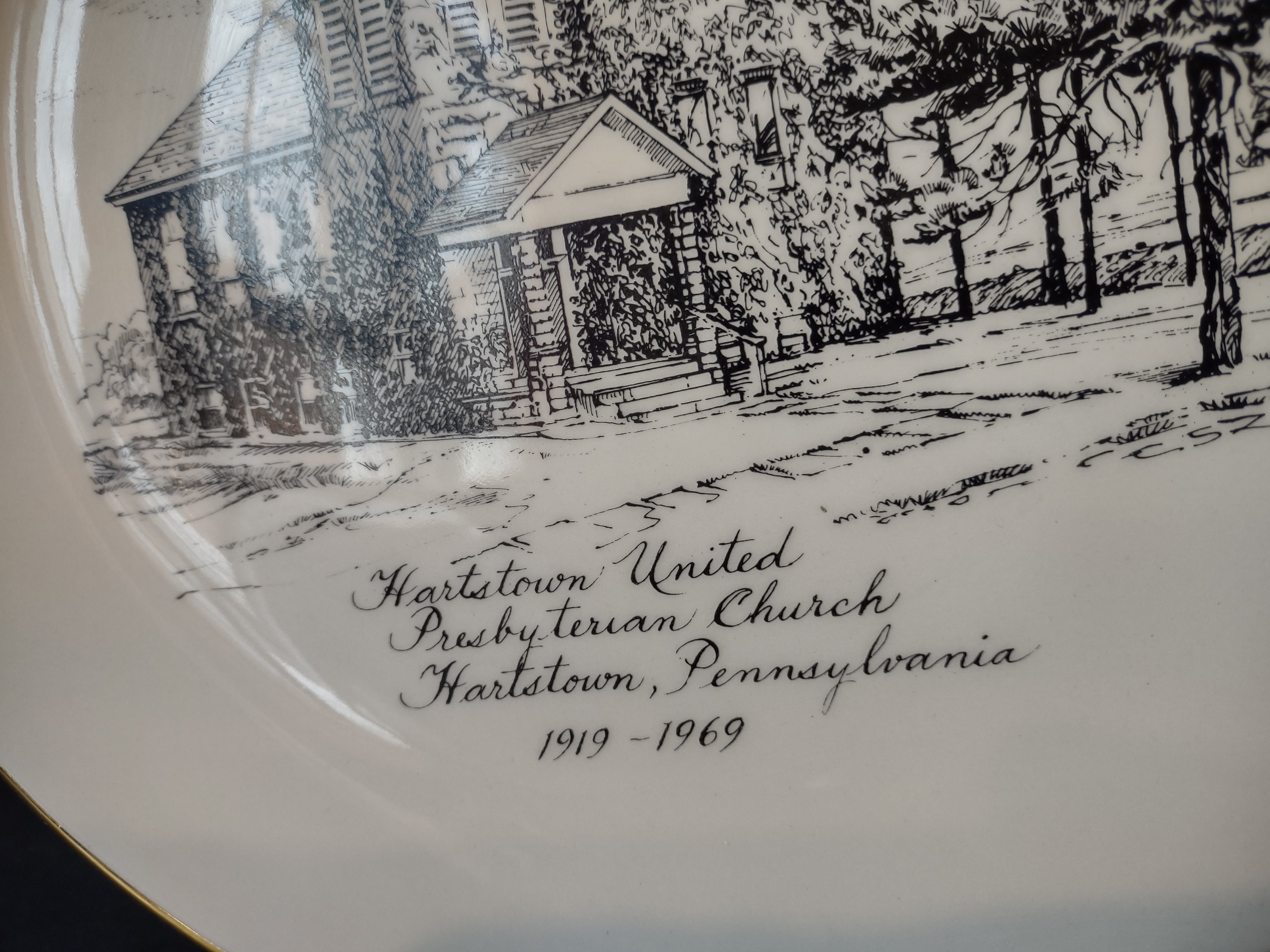 Vintage A&H Ceramics Hartstown Presbyterian Church Plate [6973]