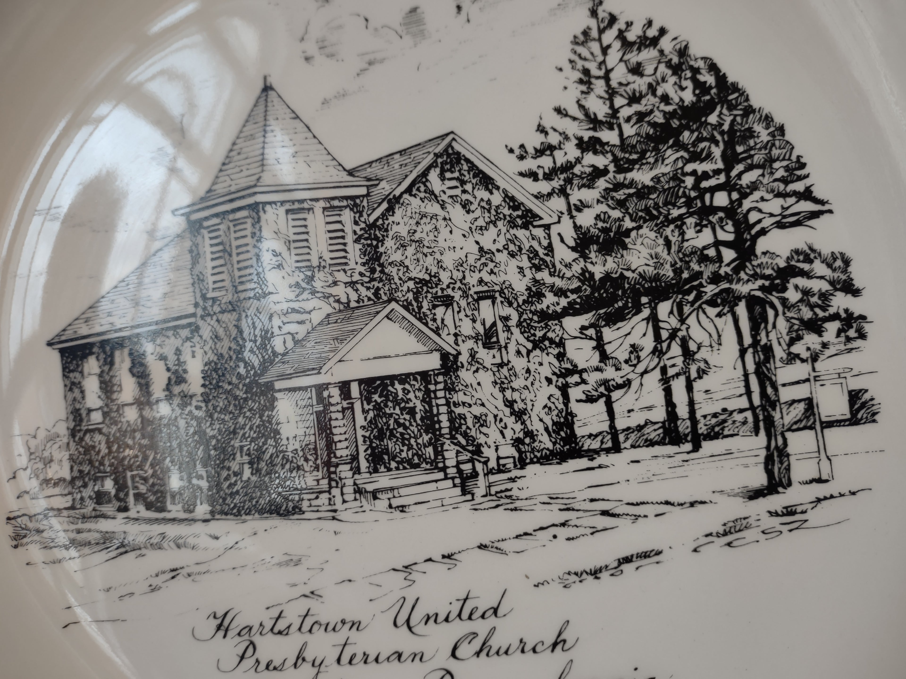 Vintage A&H Ceramics Hartstown Presbyterian Church Plate [6973]