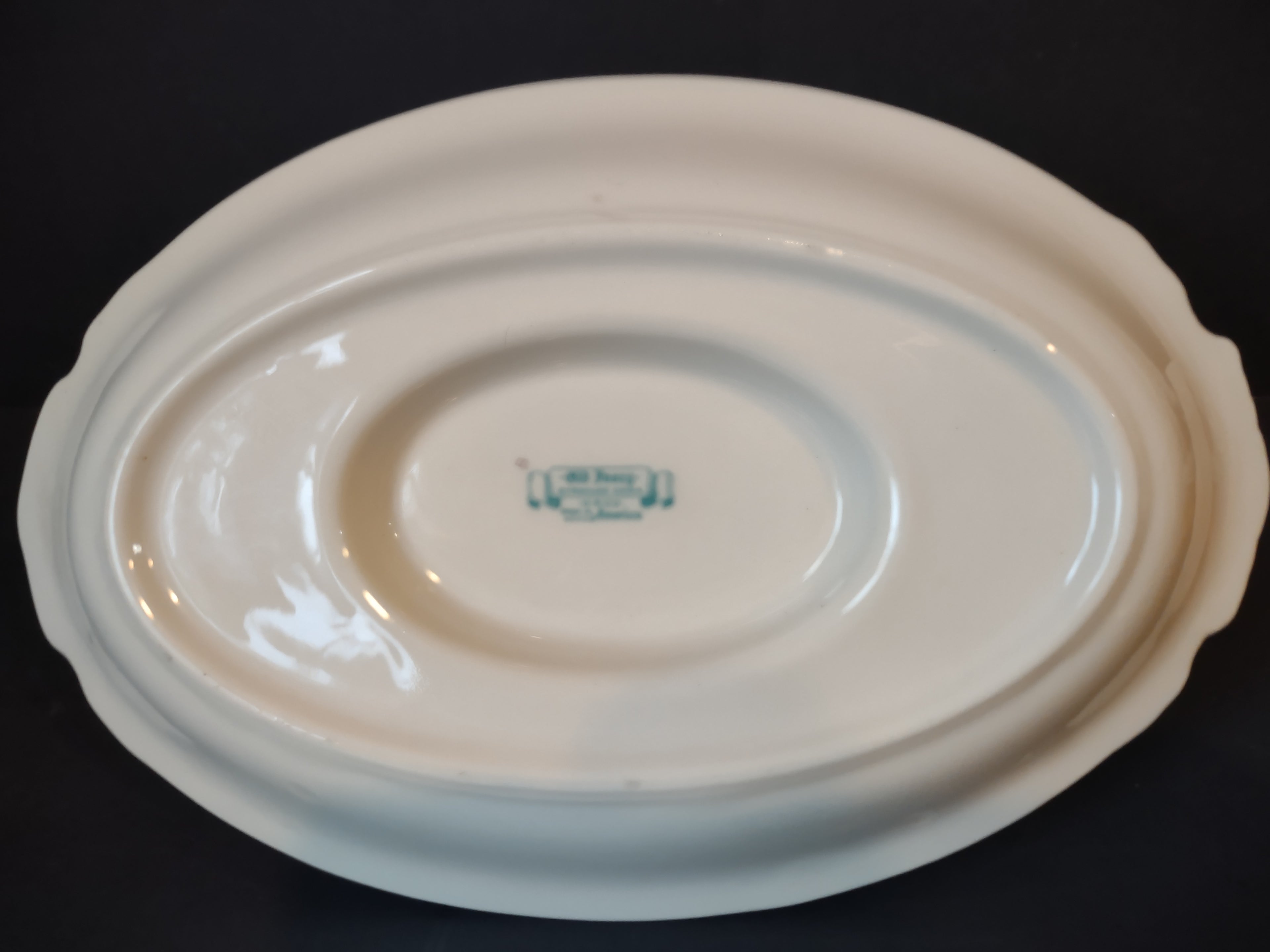 Vintage Syracuse China White Gravy Boat with Attached Underplate Gold [6975]