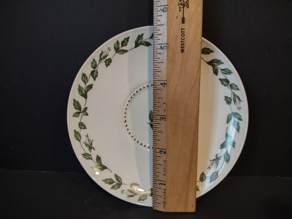 Vintage Superior Hall Cameo Rose saucer - ruler showing approximately 6 inches diameter