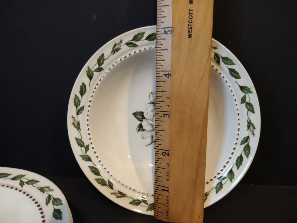 Superior Hall Cameo Rose soup bowl - ruler showing approximately 6 inches diameter