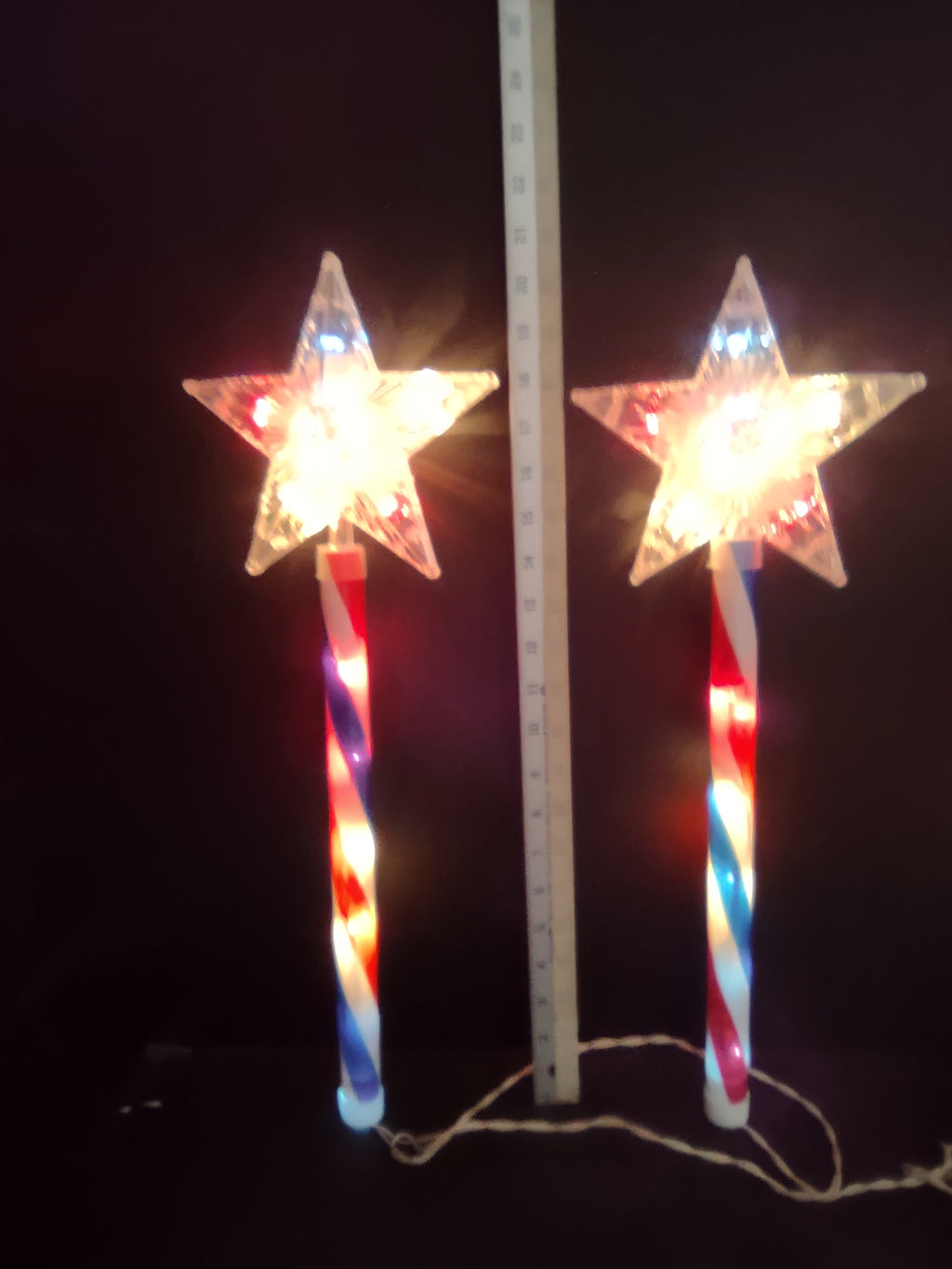 Vintage Red White Blue Lighted Star Wand Pathway Markers Set of 3 [6981]