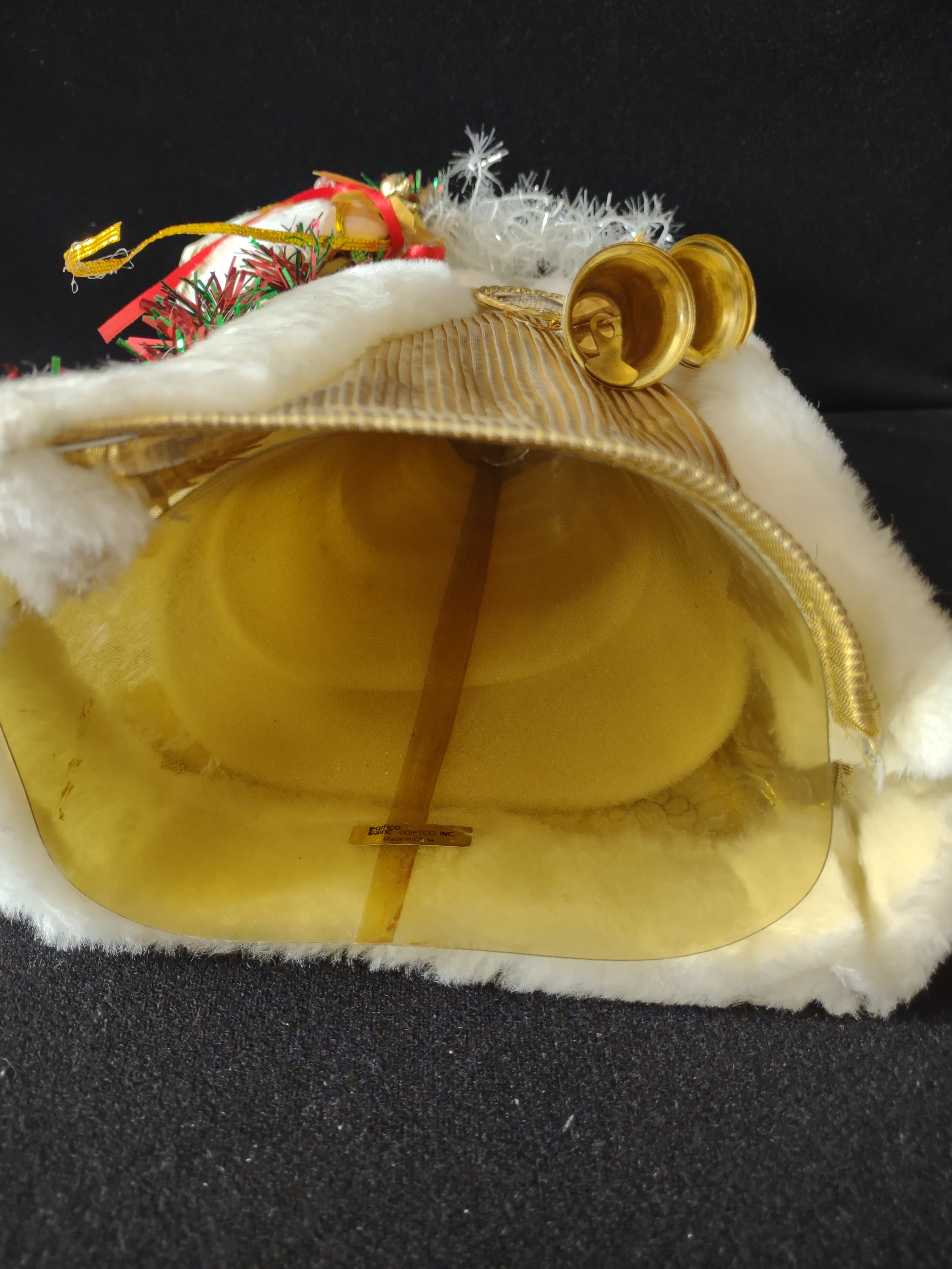 Vintage Christmas Tree Topper Gold White Santa Claus Figurine [4882]