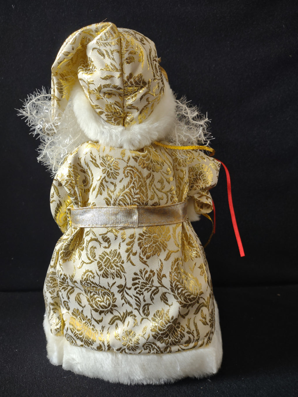 Vintage Christmas Tree Topper Gold White Santa Claus Figurine [4882]