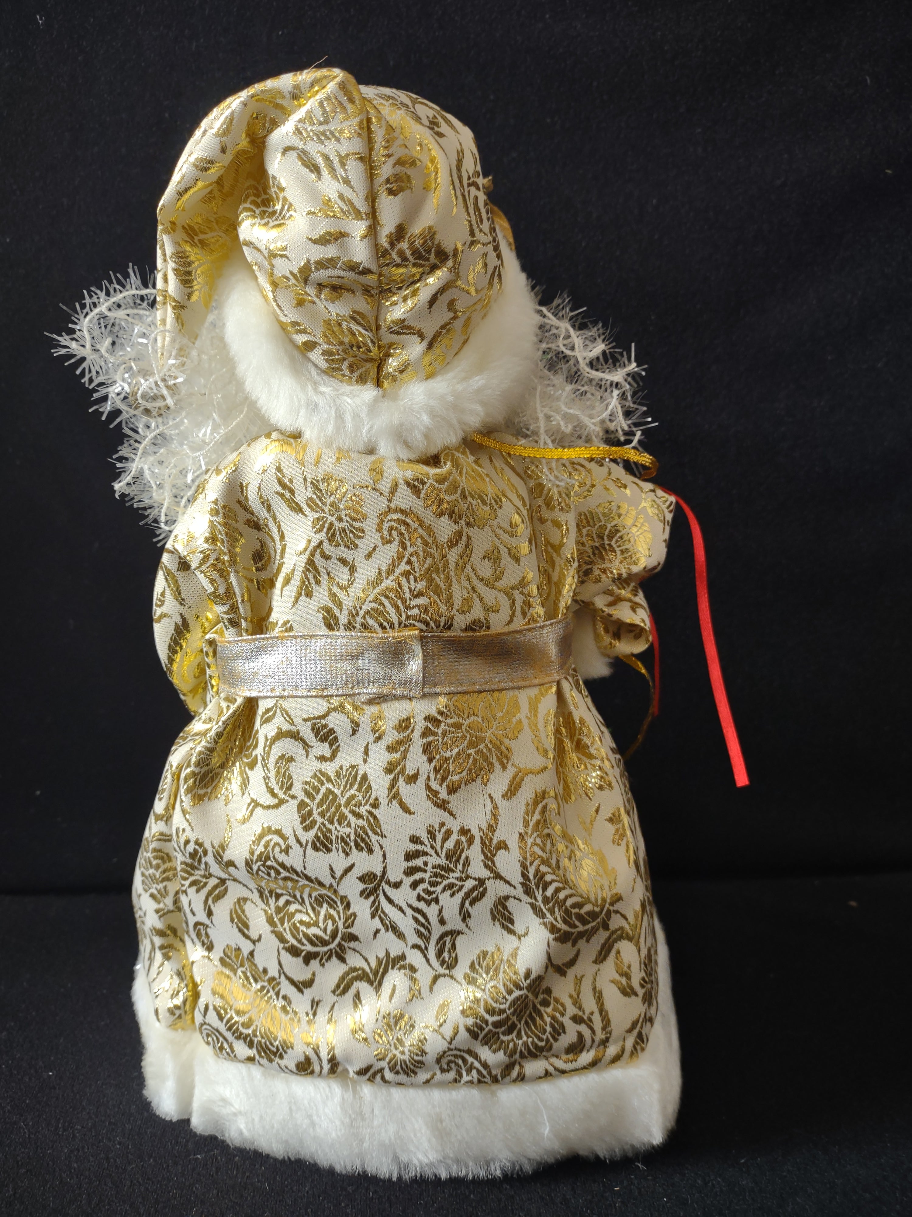 Vintage Christmas Tree Topper Gold White Santa Claus Figurine [4882]