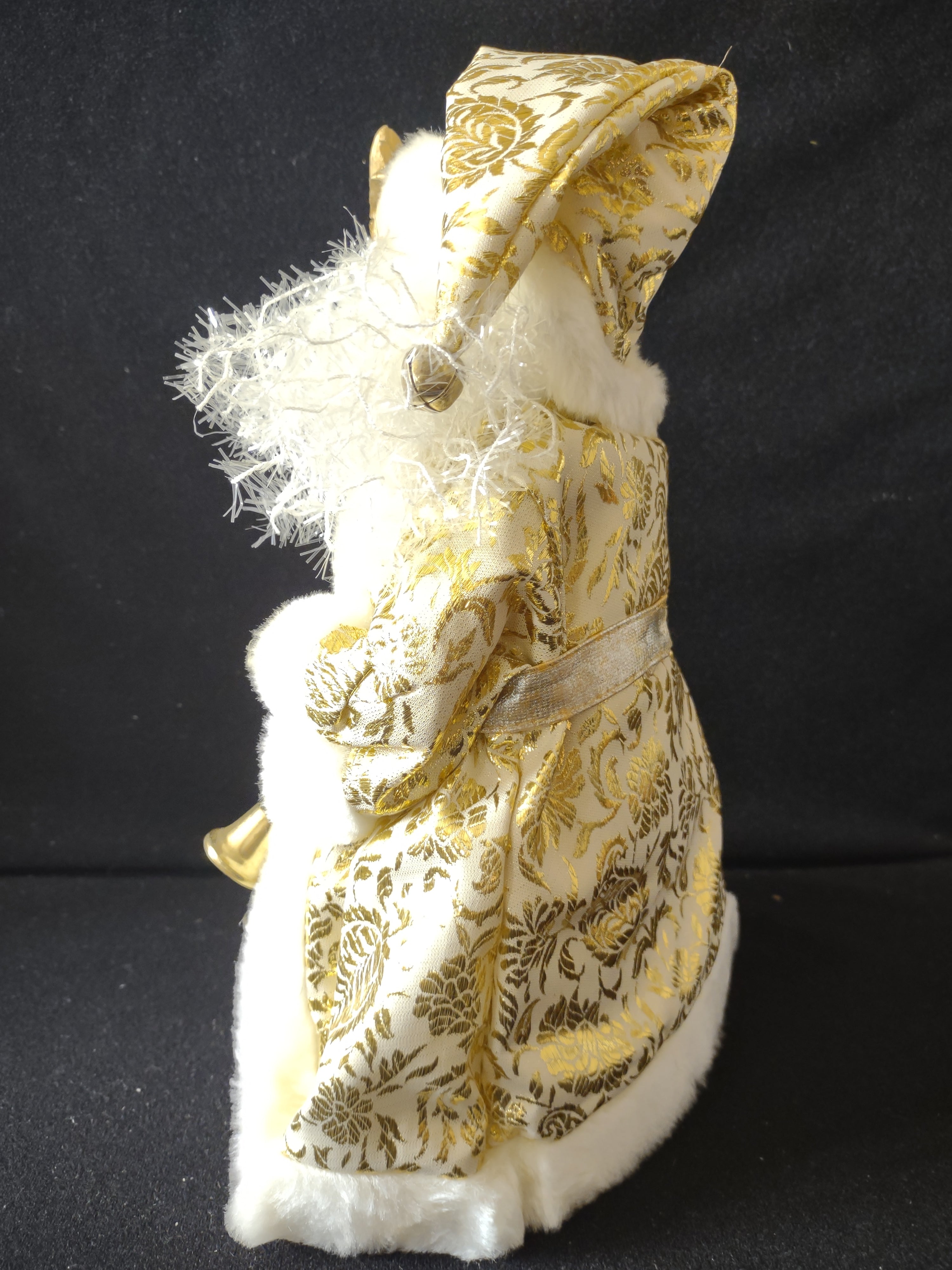 Vintage Christmas Tree Topper Gold White Santa Claus Figurine [4882]