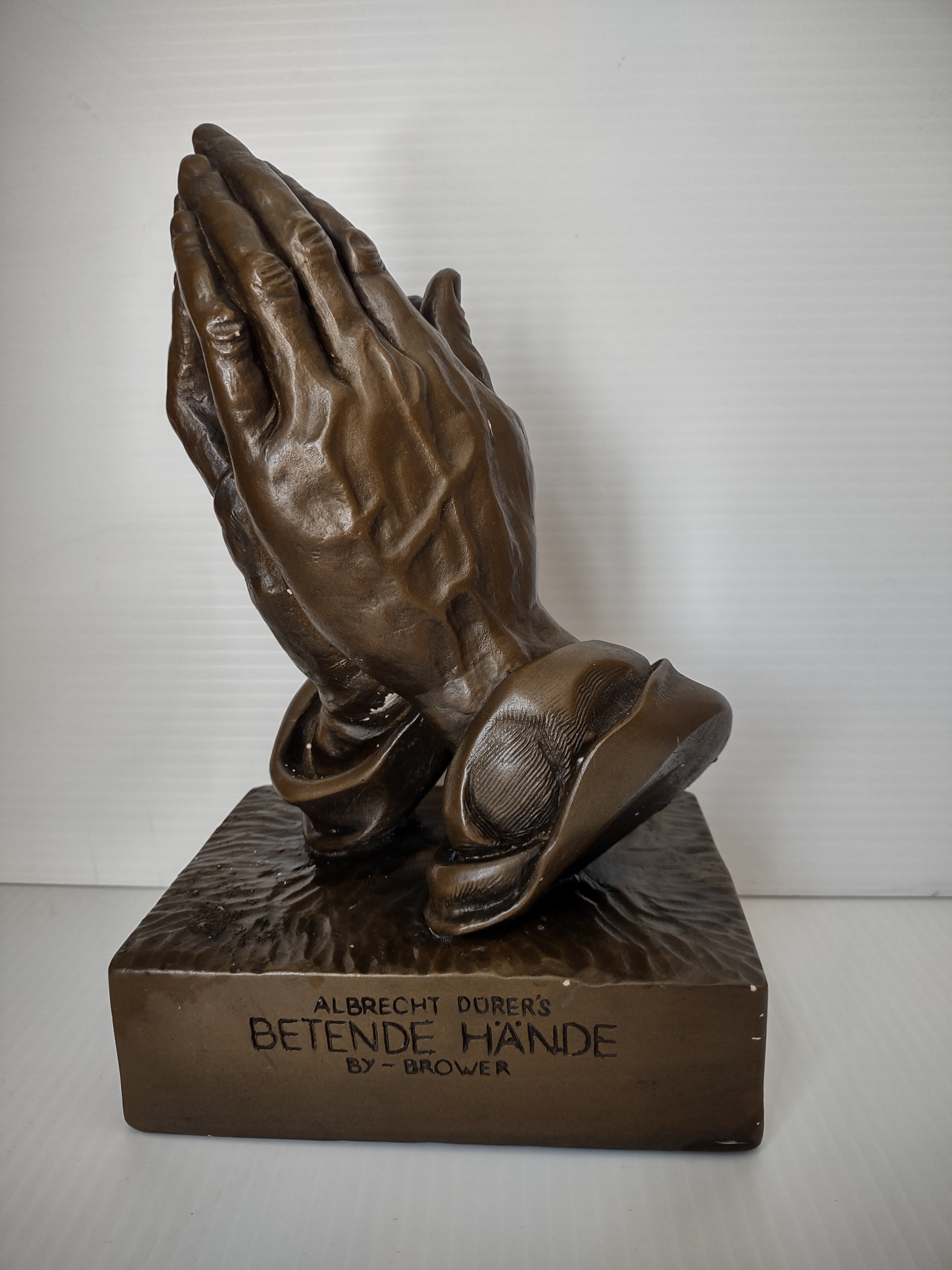 Vintage Albrecht Dürer Betende Hände Praying Hands Bronze Sculpture [6984]
