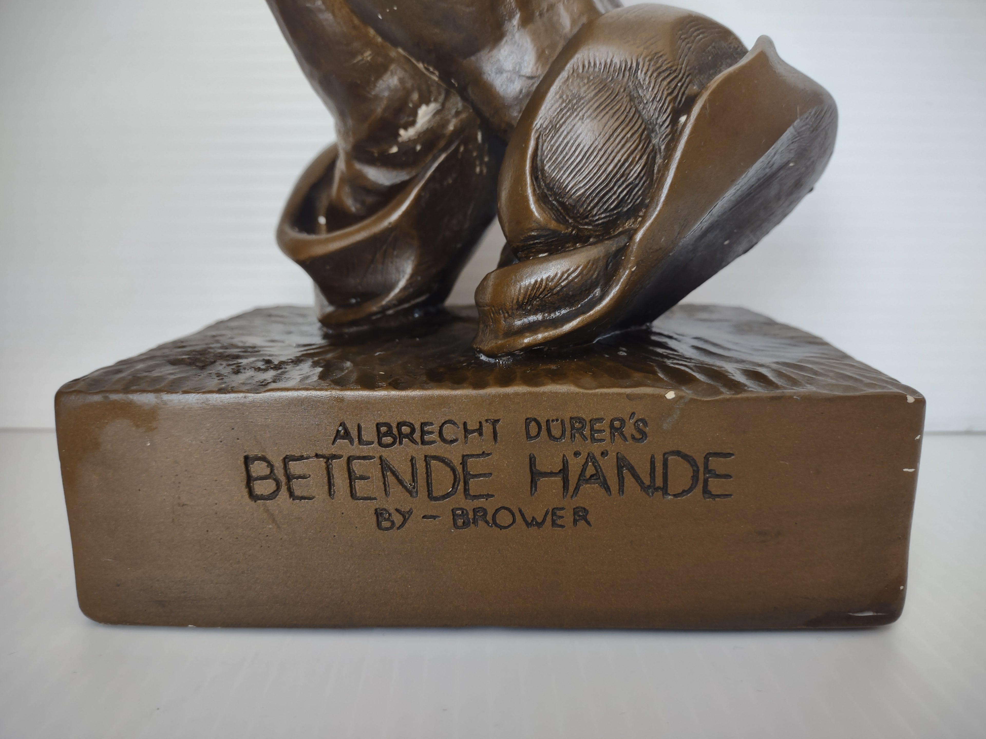 Vintage Albrecht Dürer Betende Hände Praying Hands Bronze Sculpture [6984]