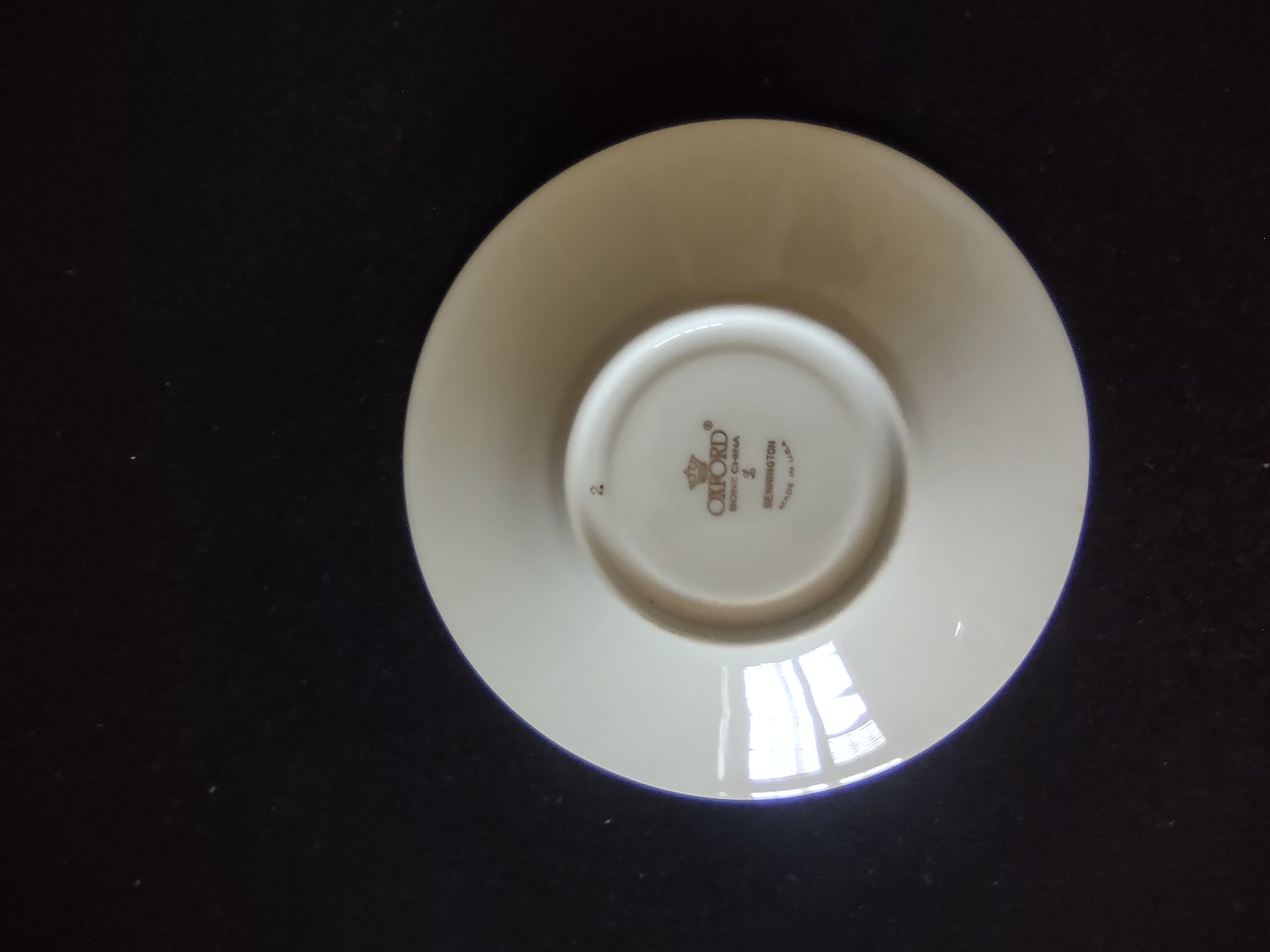 Oxford Bennington saucer - full front view with gold encrusted border
