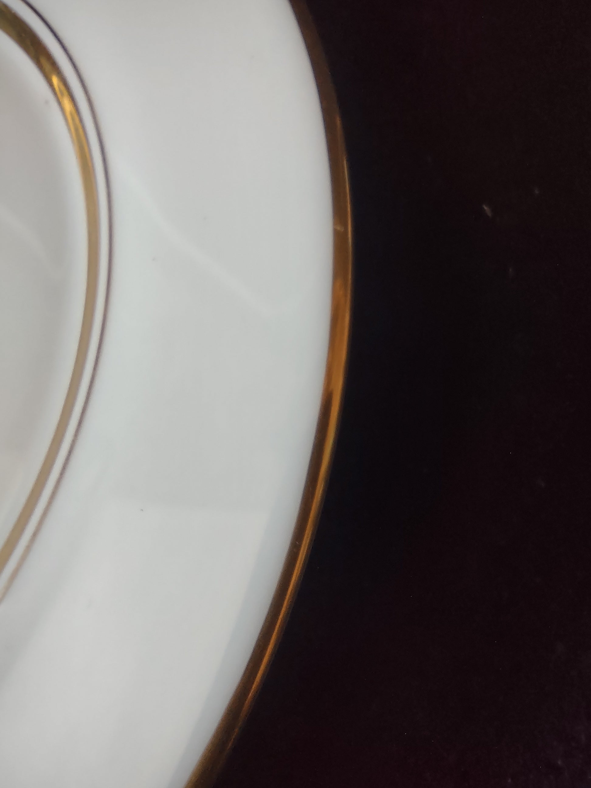 Vintage Oxford Bone China Andover Gold Band White Plate - front view