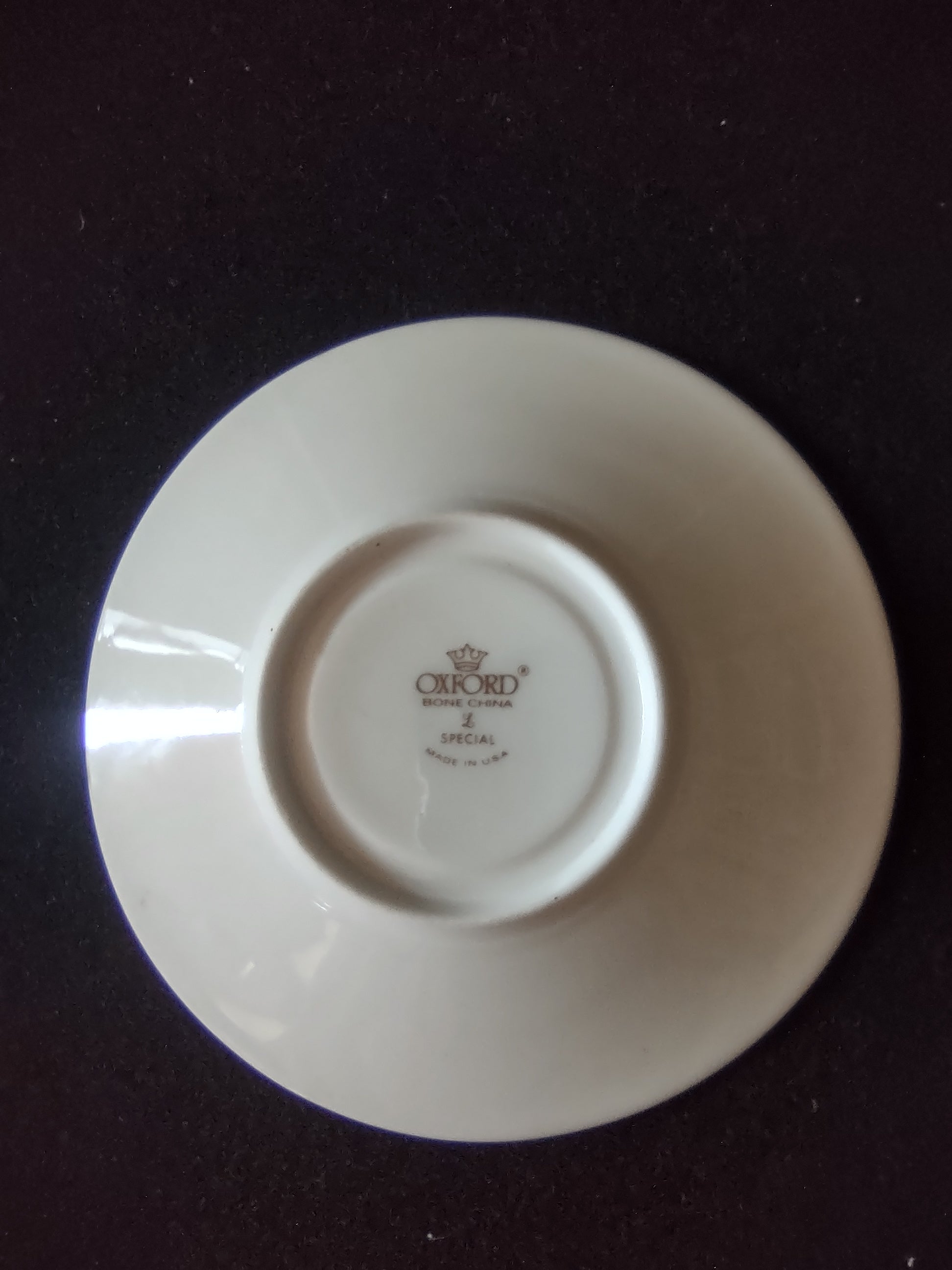Oxford Bone China Special saucer - back view showing full backstamp