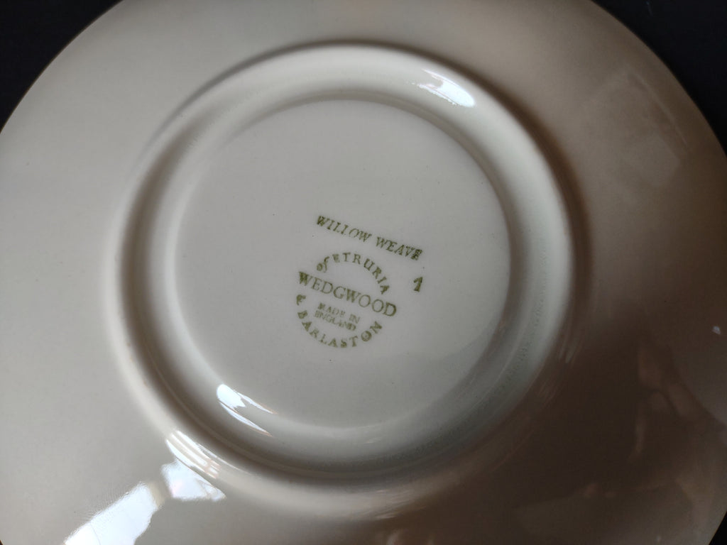 Vintage Wedgwood Willow Weave White Footed Teacup & Saucer Set x 4 [6105]