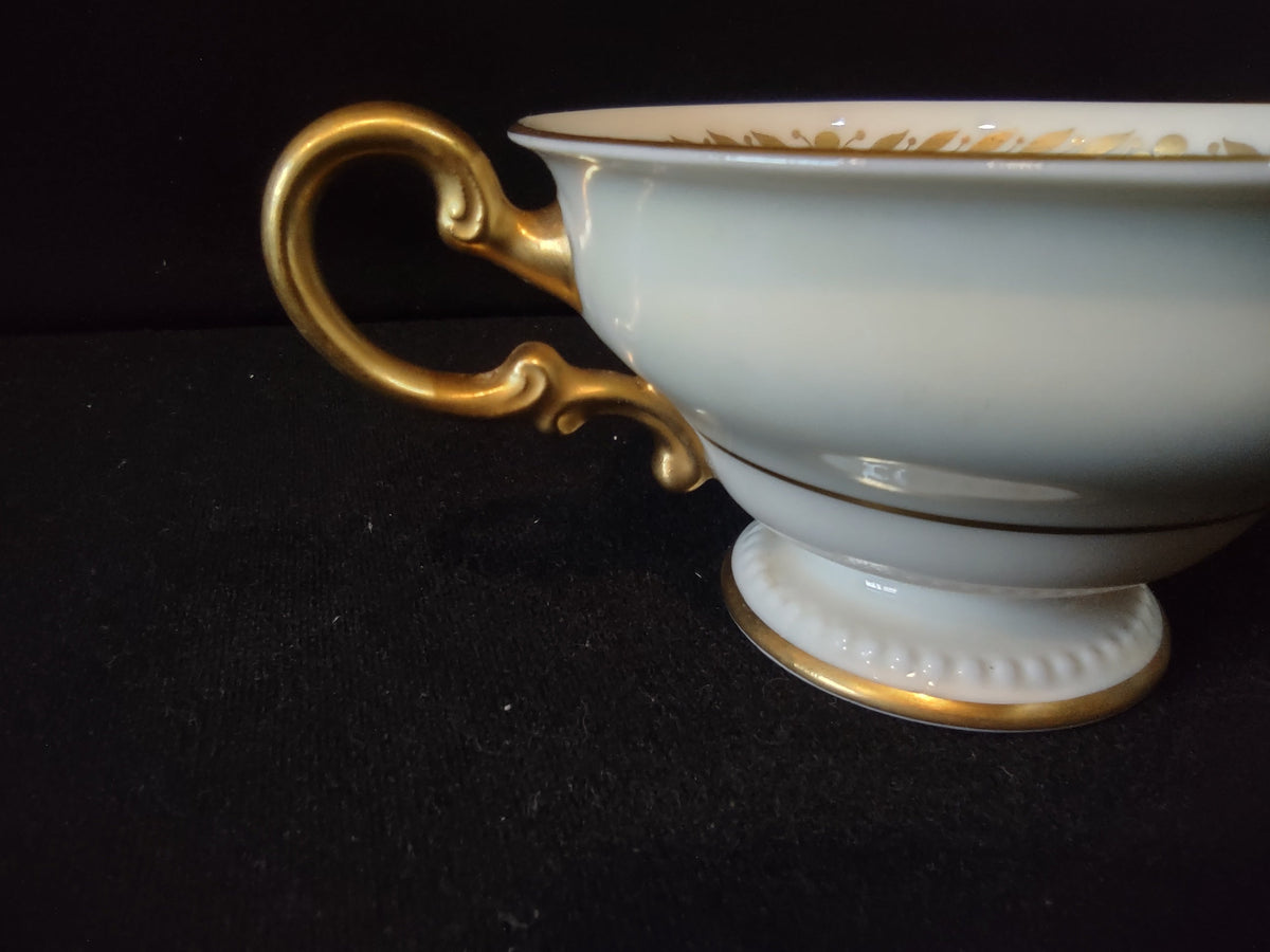 Castleton China Laurel cup and saucer set angled view showing gold beaded rim detail