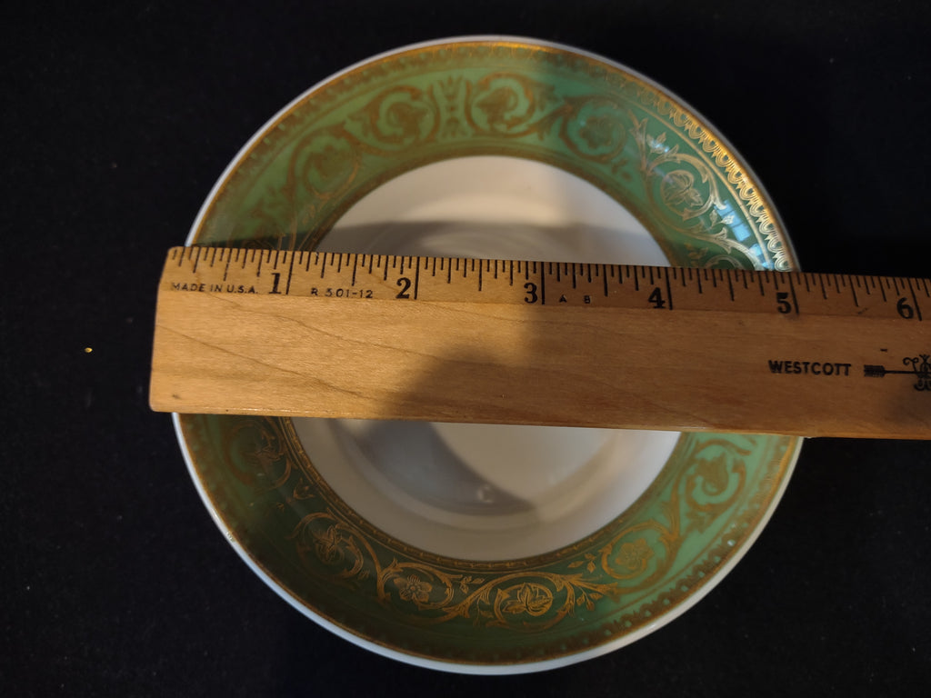 Vintage Castleton China La Boheme Green & Gold Bowl [7003]