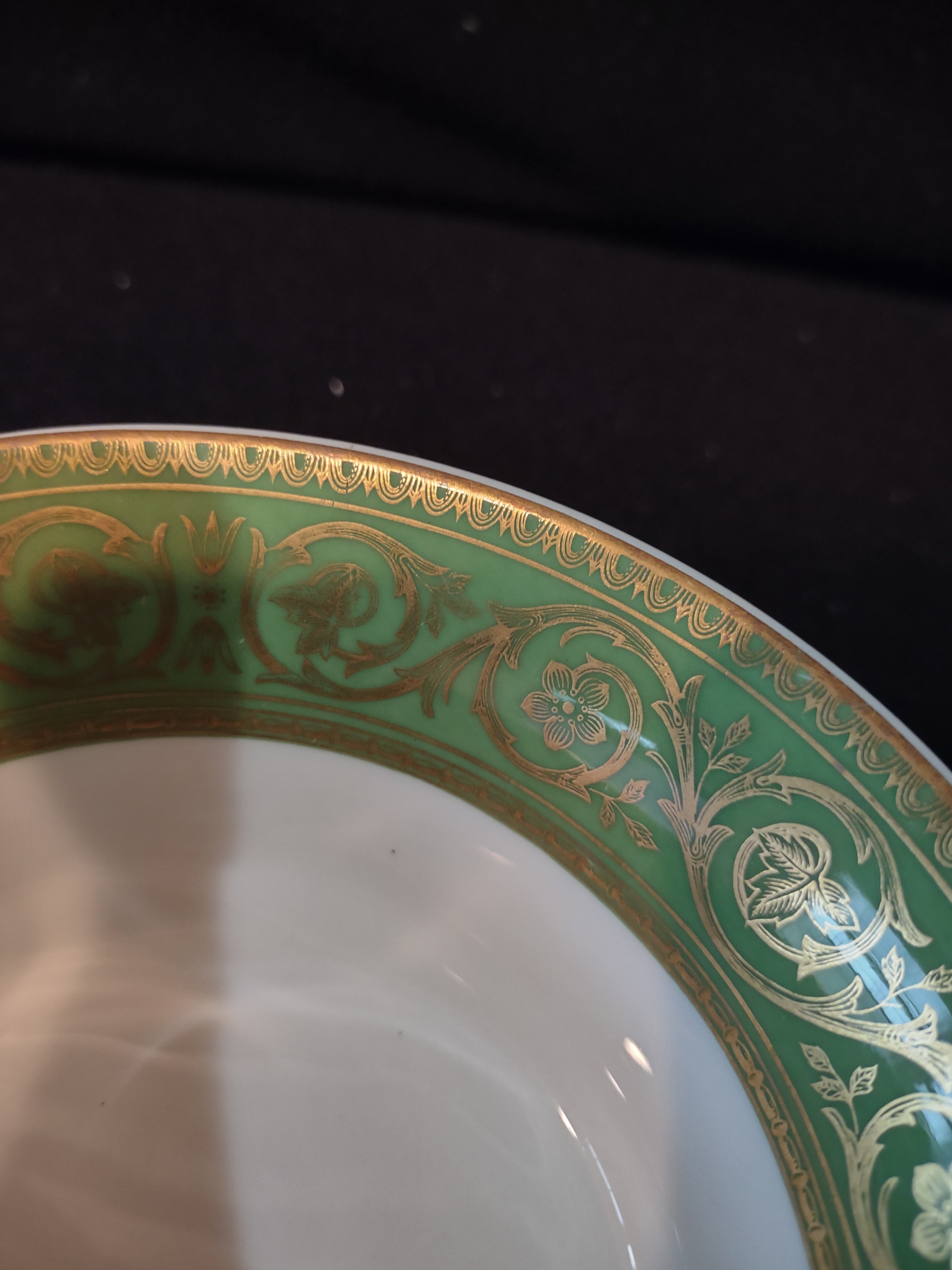 Vintage Castleton China La Boheme Green & Gold Bowl [7003]