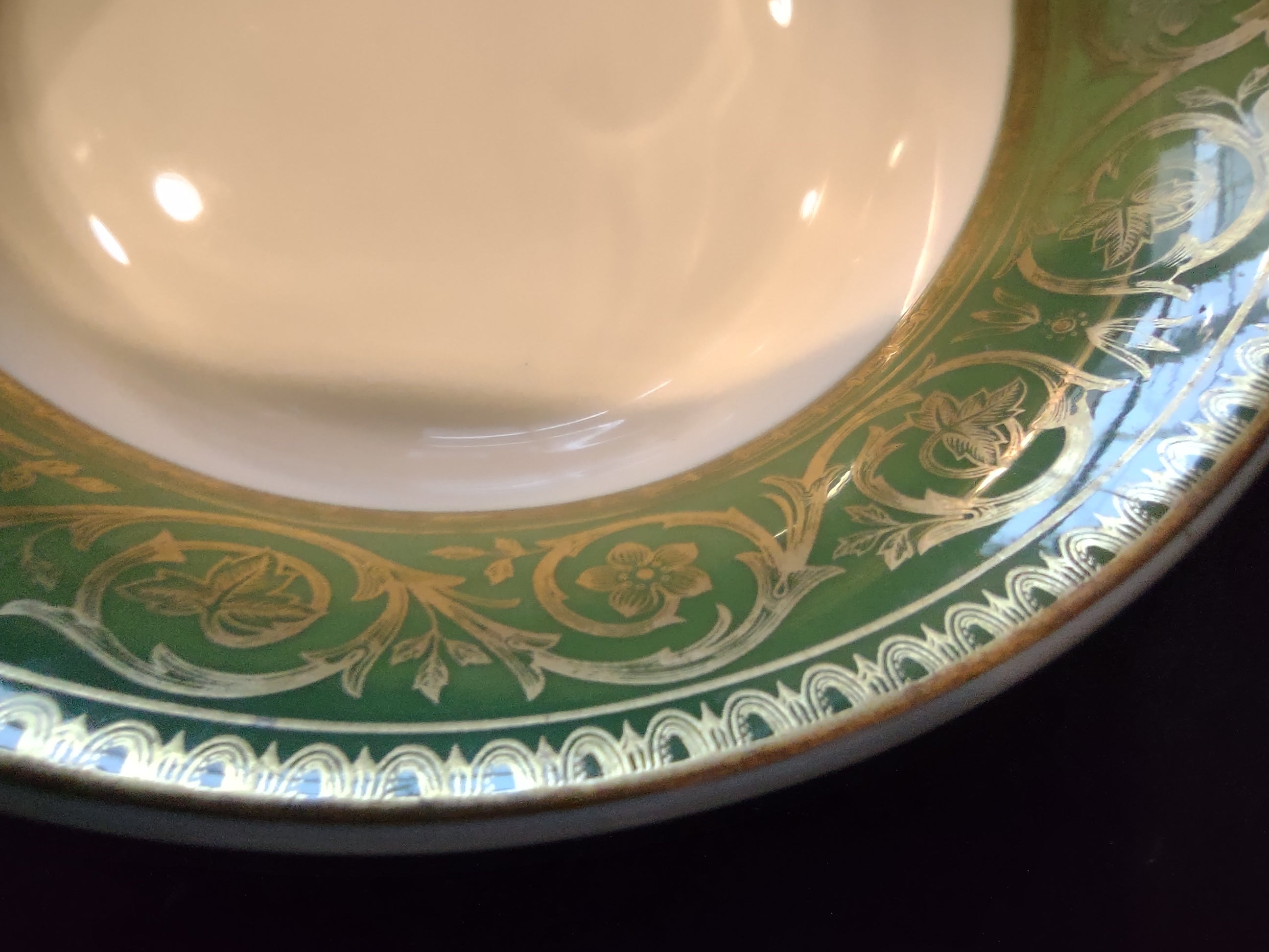 Vintage Castleton China La Boheme Green & Gold Bowl [7003]
