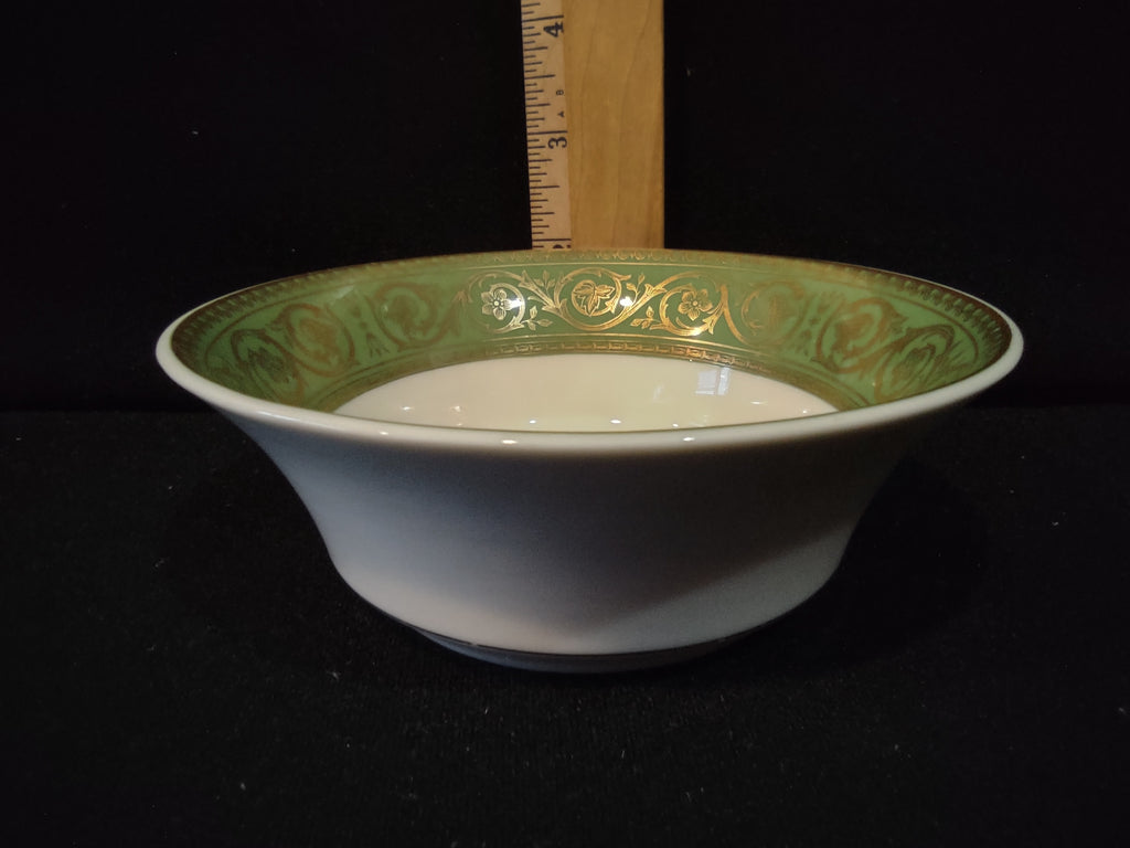 Vintage Castleton China La Boheme Green & Gold Bowl [7003]