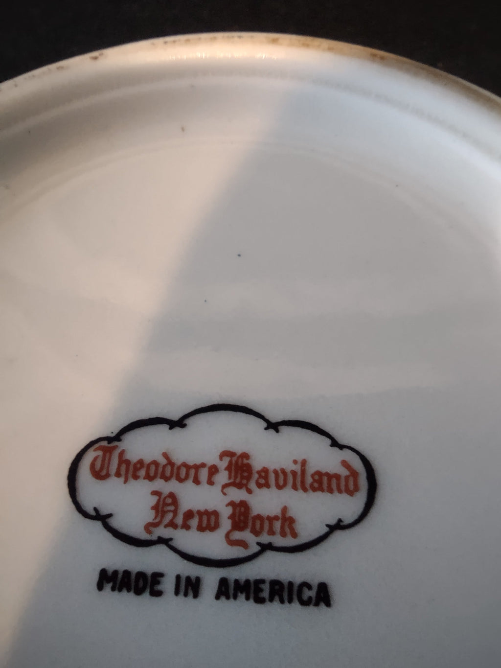 Theodore Haviland New York Made in America backstamp on bottom of berry bowl