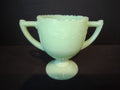 Vintage McKee Jadeite Green Uranium Glass Footed Sugar Bowl Double Handle [7012]