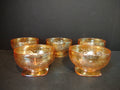 Vintage Jeannette Floragold Louisa Marigold Carnival Glass Sherbet Set of 5 [7013]