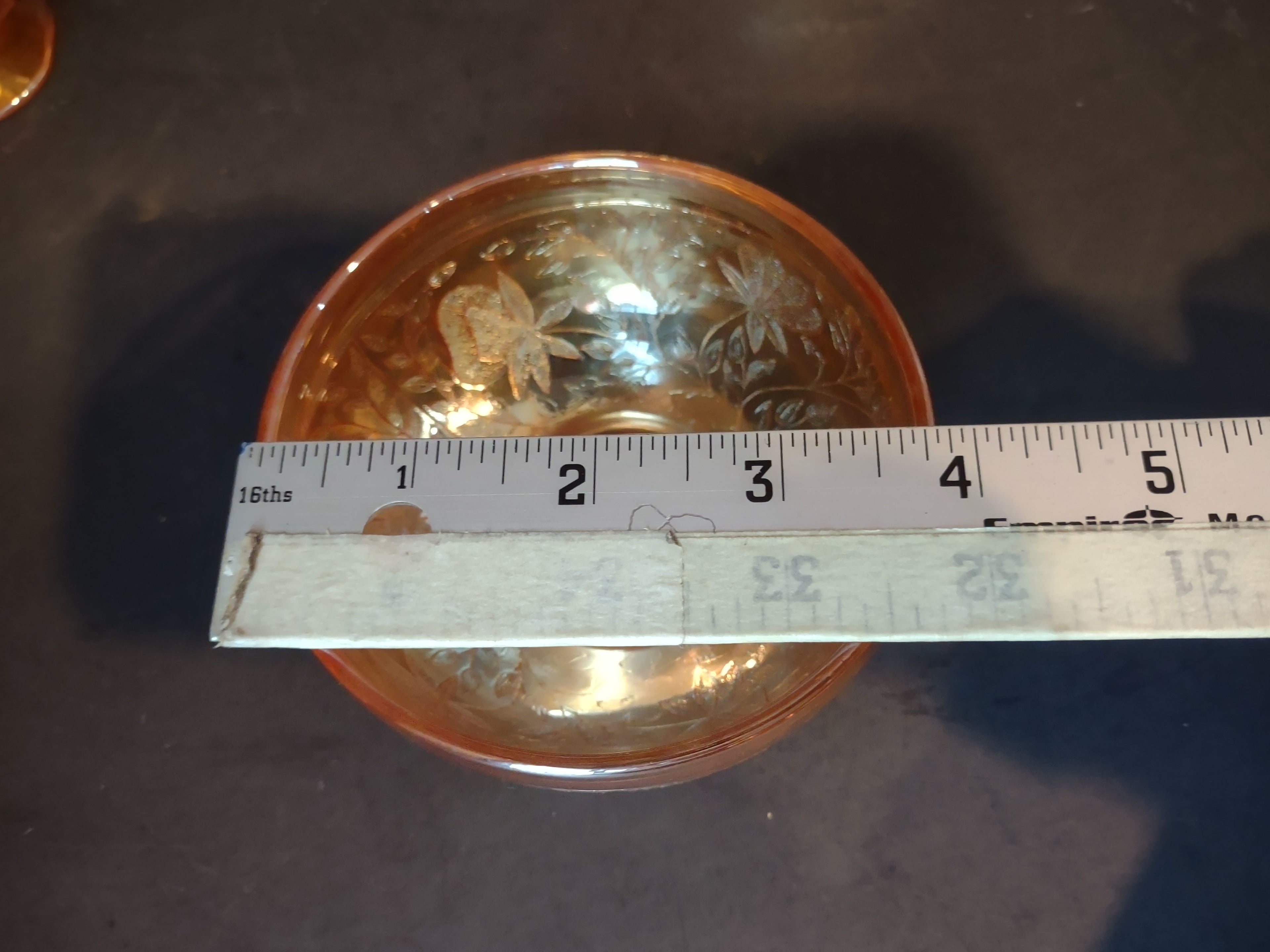 Vintage Jeannette Floragold Louisa Marigold Carnival Glass Sherbet Set of 5 [7013]
