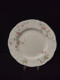 Theodore Haviland NY Rosanne plate - pink rose and white floral spray detail with blue ribbon bow