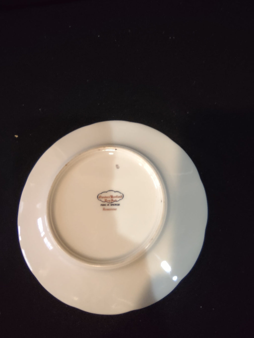 Theodore Haviland NY Rosanne plate - back view showing backstamp and clean white base