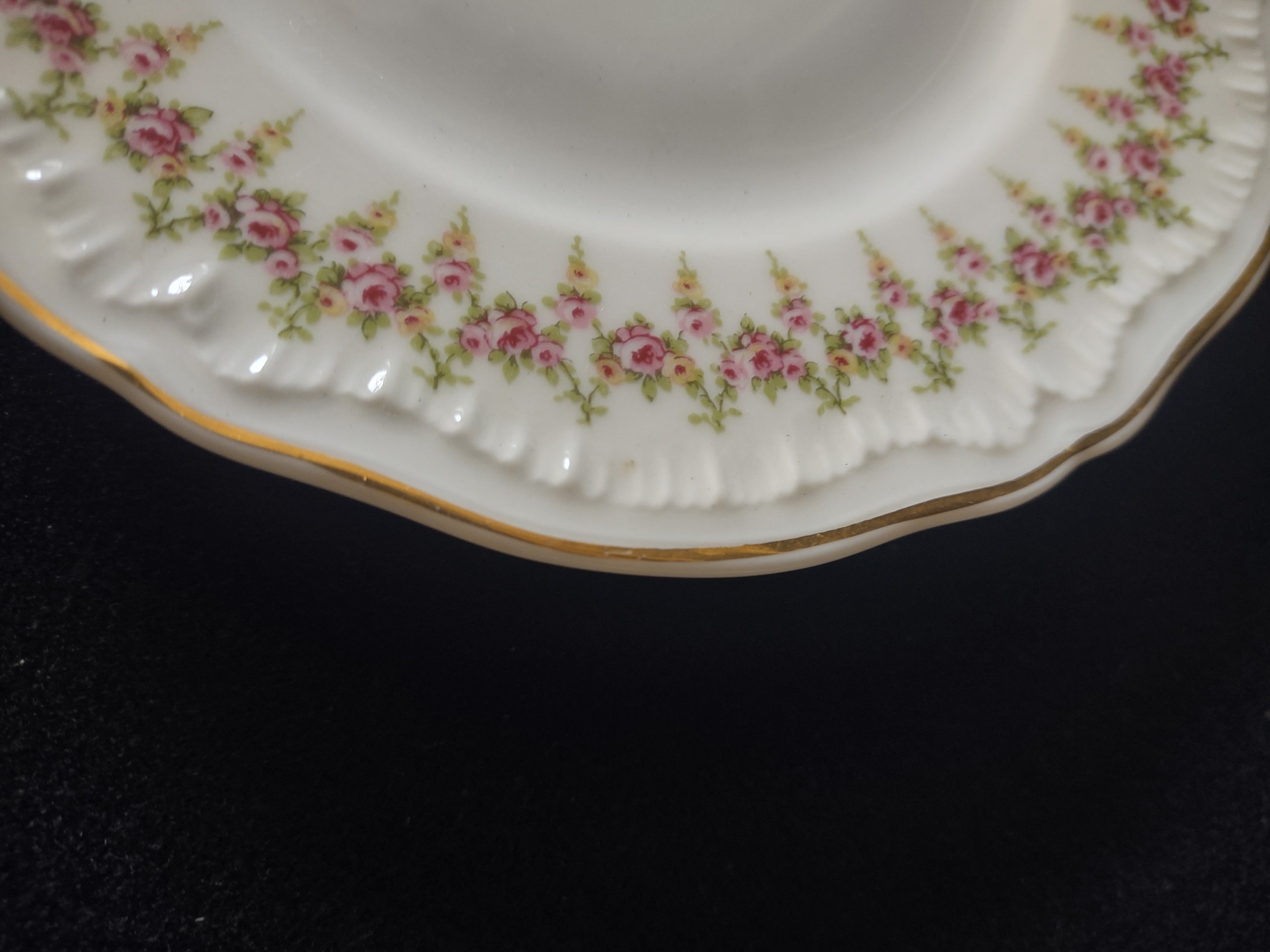 Theodore Haviland NY pink rose garland plates - set of 2 shown together