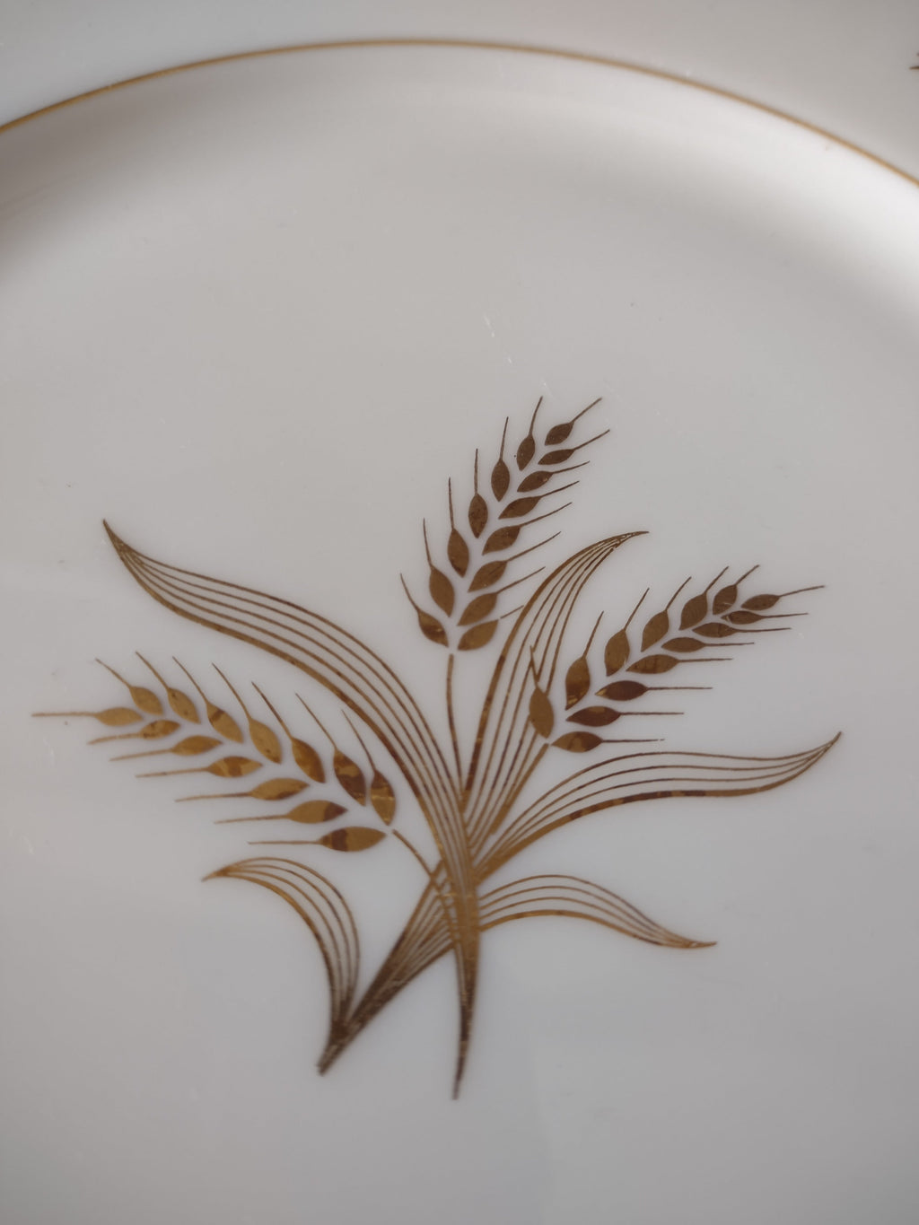 Close-up of wheat motif detail on Lenox Harvest plate