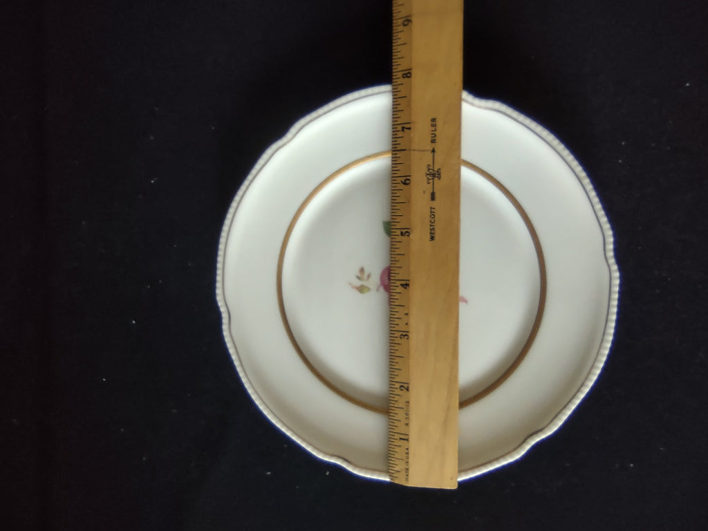 Close-up of scalloped rim and gold band detail on Castleton Dolly Madison plate