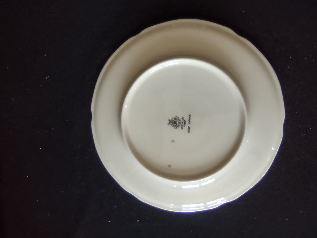 Close-up of pink rose motif on Castleton Dolly Madison plate