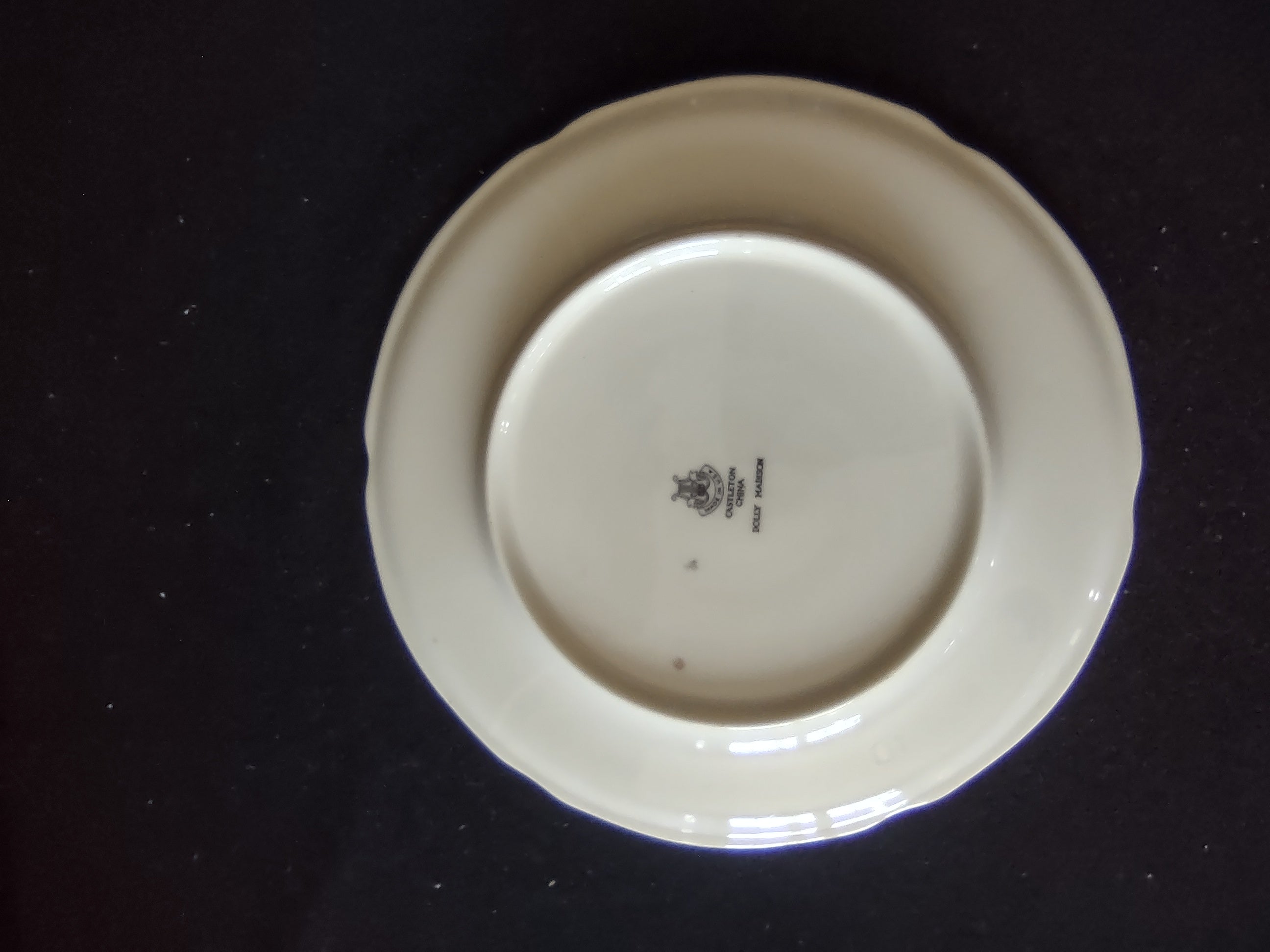 Close-up of pink rose motif on Castleton Dolly Madison plate
