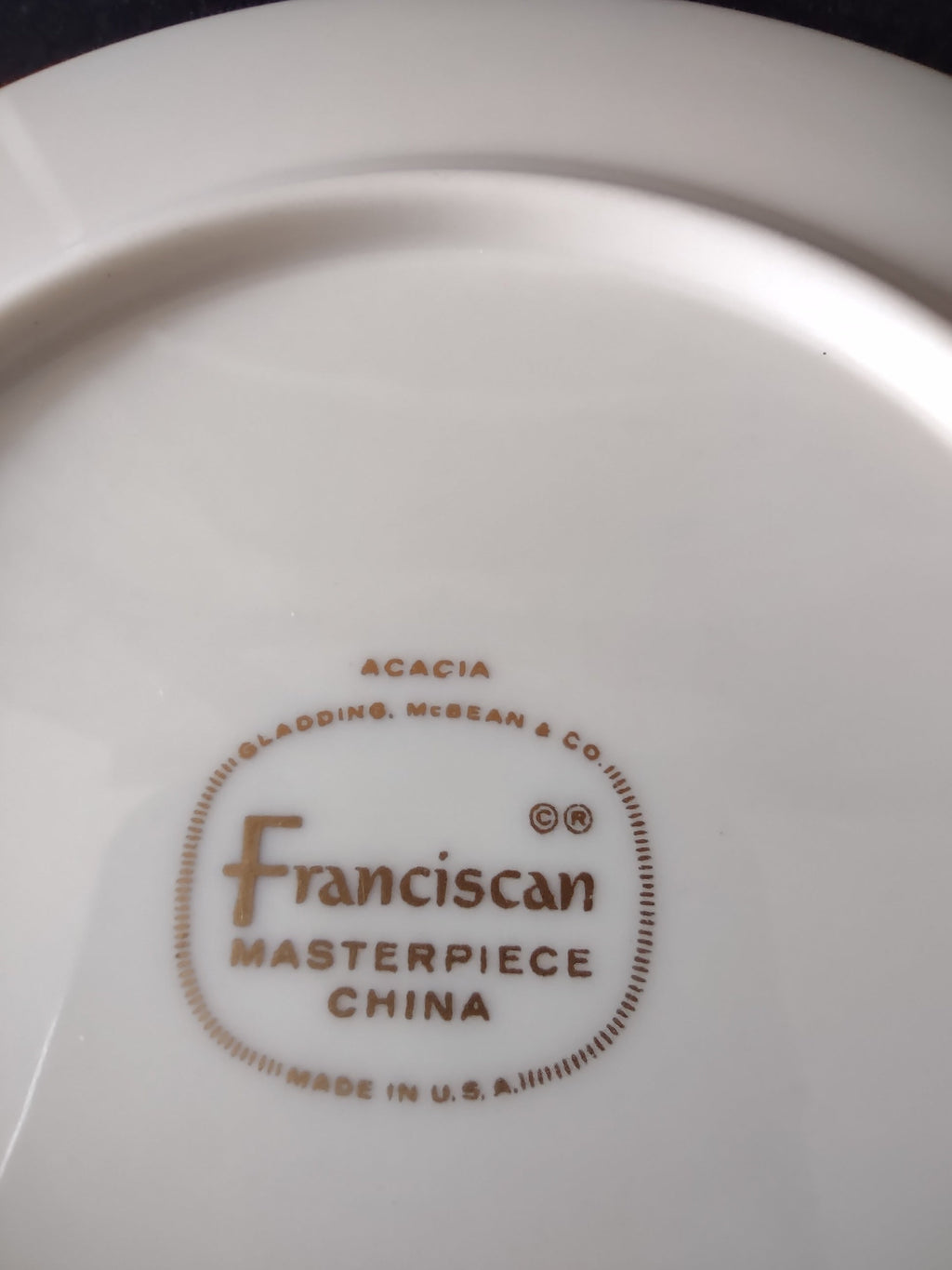 Franciscan Woodside plate backstamp