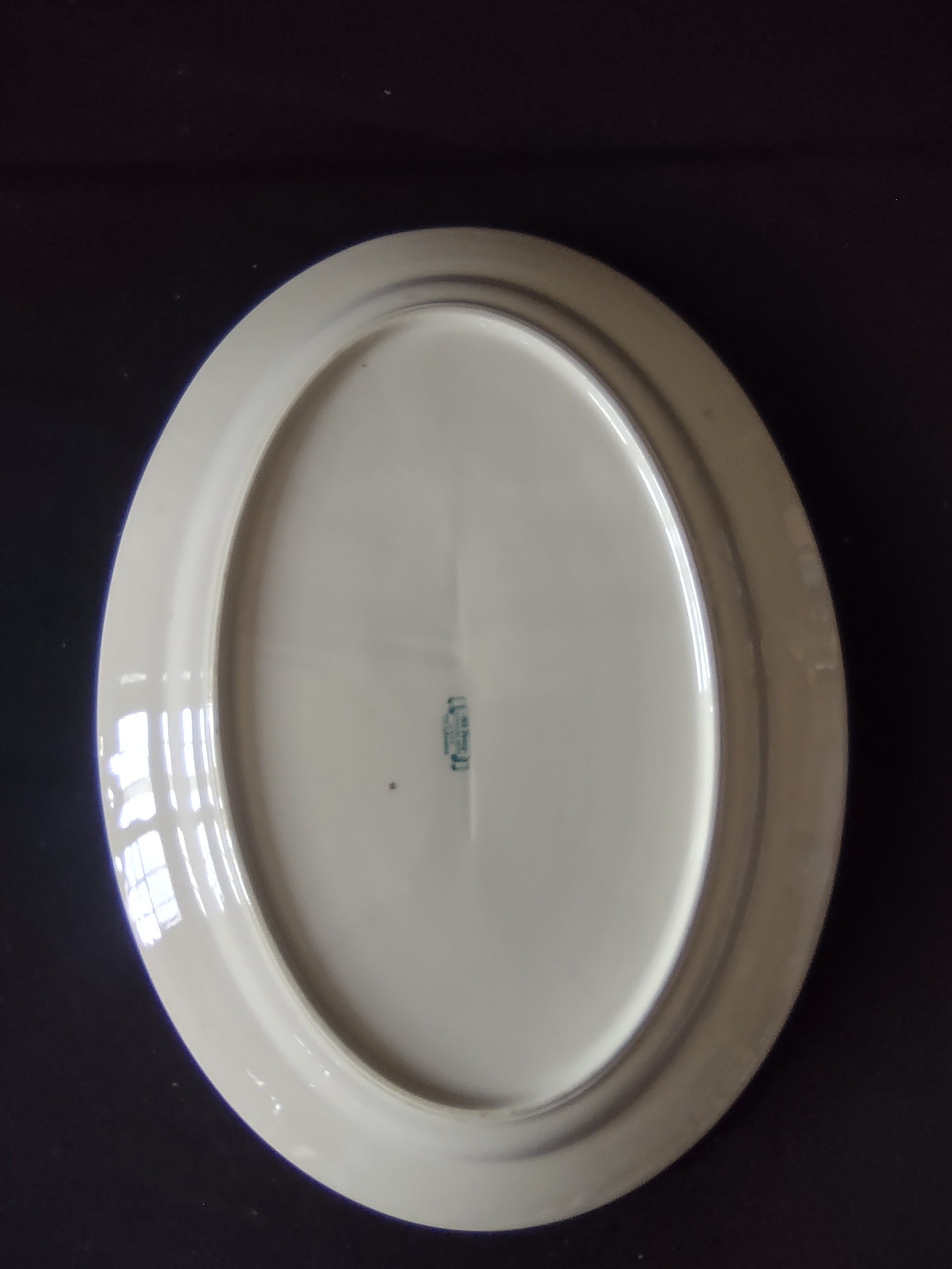 Close-up of gold band and rim on Syracuse China Old Ivory platter
