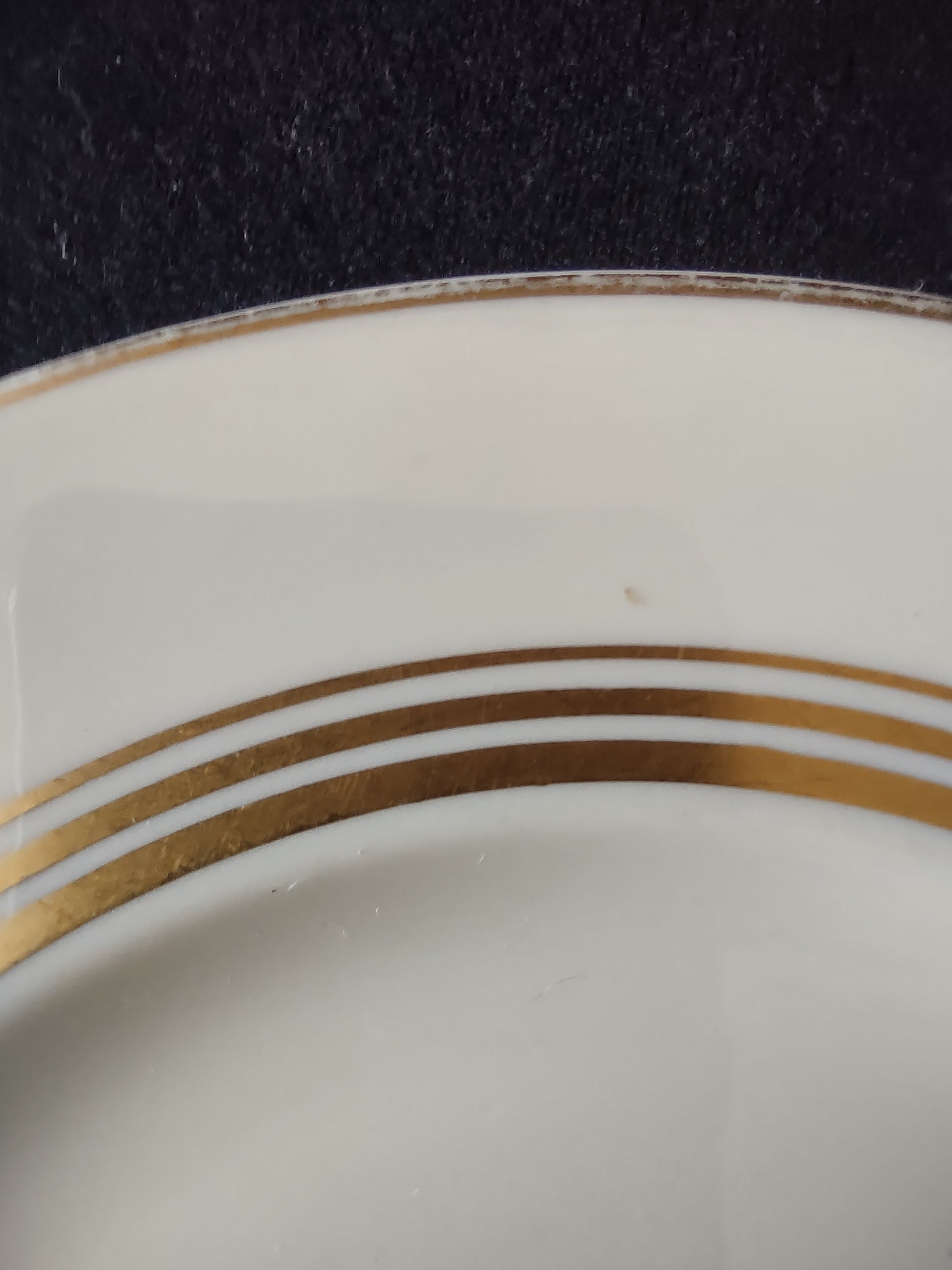 Syracuse China Old Ivory plate with ruler showing approximately 9.5 inch diameter