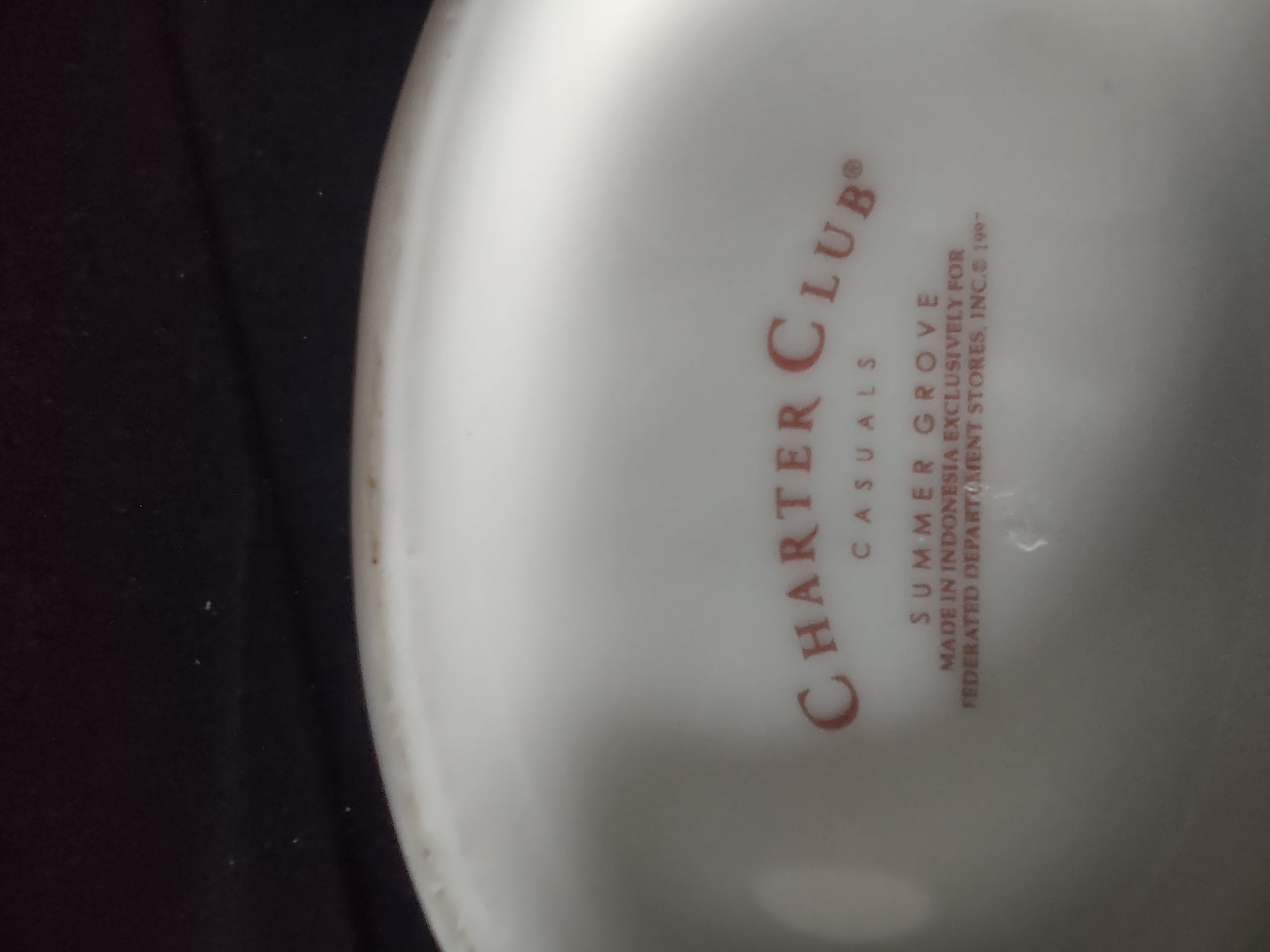 Vintage Charter Club red currant berry porcelain pitcher creamer front view showing floral pattern
