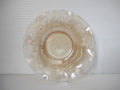 Vintage marigold carnival glass ruffled bowl iris floral coin dot side view