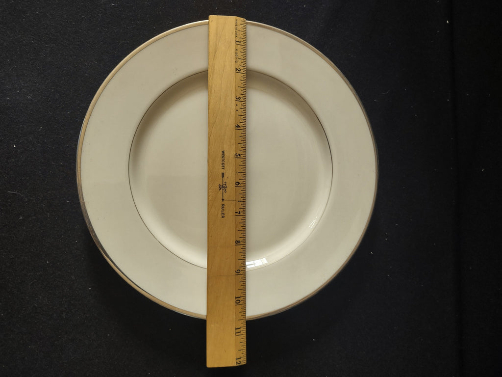 Vintage Gorham Fine China Platinum Rim Plate - front view on display stand