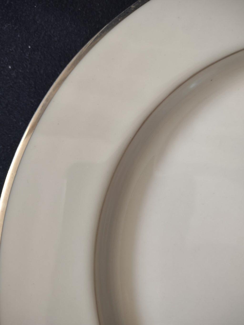 Vintage Gorham Fine China Platinum Rim Plate - close-up of platinum band rim
