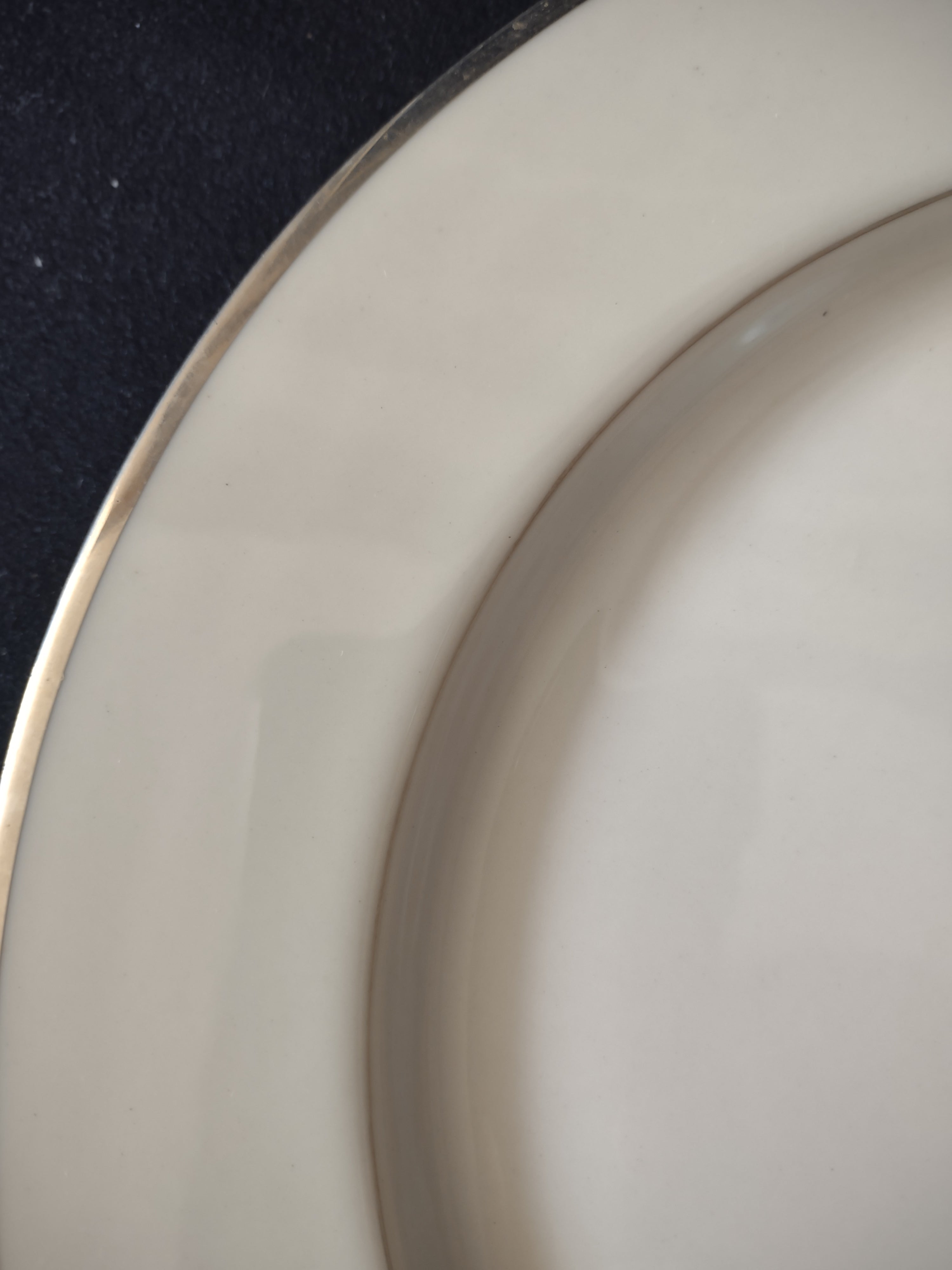 Vintage Gorham Fine China Platinum Rim Plate - close-up of platinum band rim