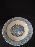 Currier & Ives Early Winter blue soup bowl full view