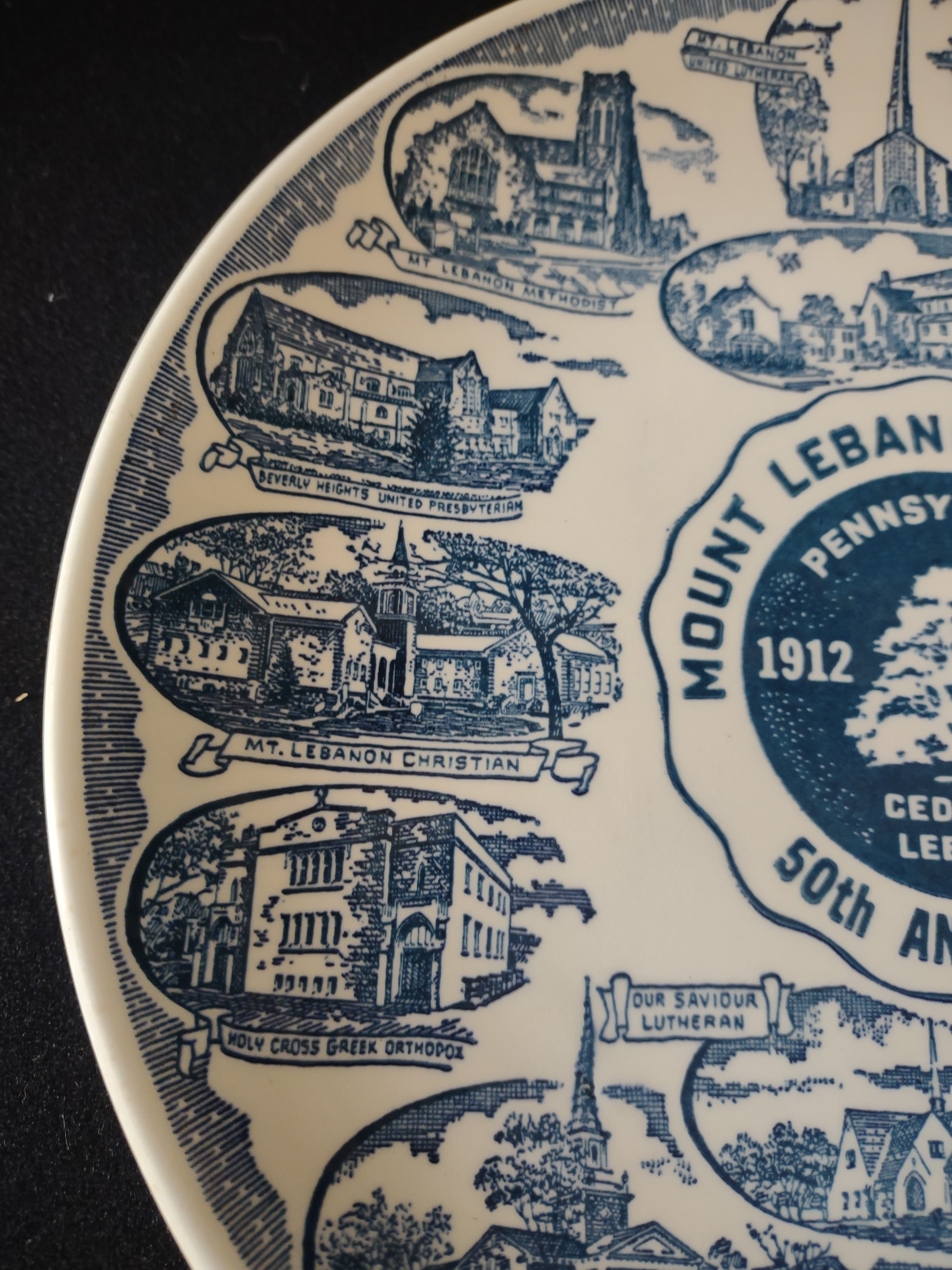 Vintage Mt Lebanon Township PA 50th Anniversary Plate additional detail