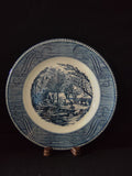 Vintage Royal China Currier & Ives Old Grist Mill Blue Plate 10 inch full view