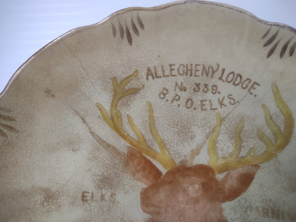 Vintage American China Co BPOE Elks Allegheny PA Souvenir Plate 1890s IMPERFECT [7035]