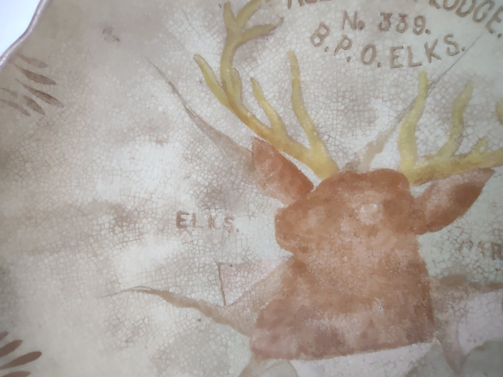 Vintage American China Co BPOE Elks Allegheny PA Souvenir Plate 1890s IMPERFECT [7035]