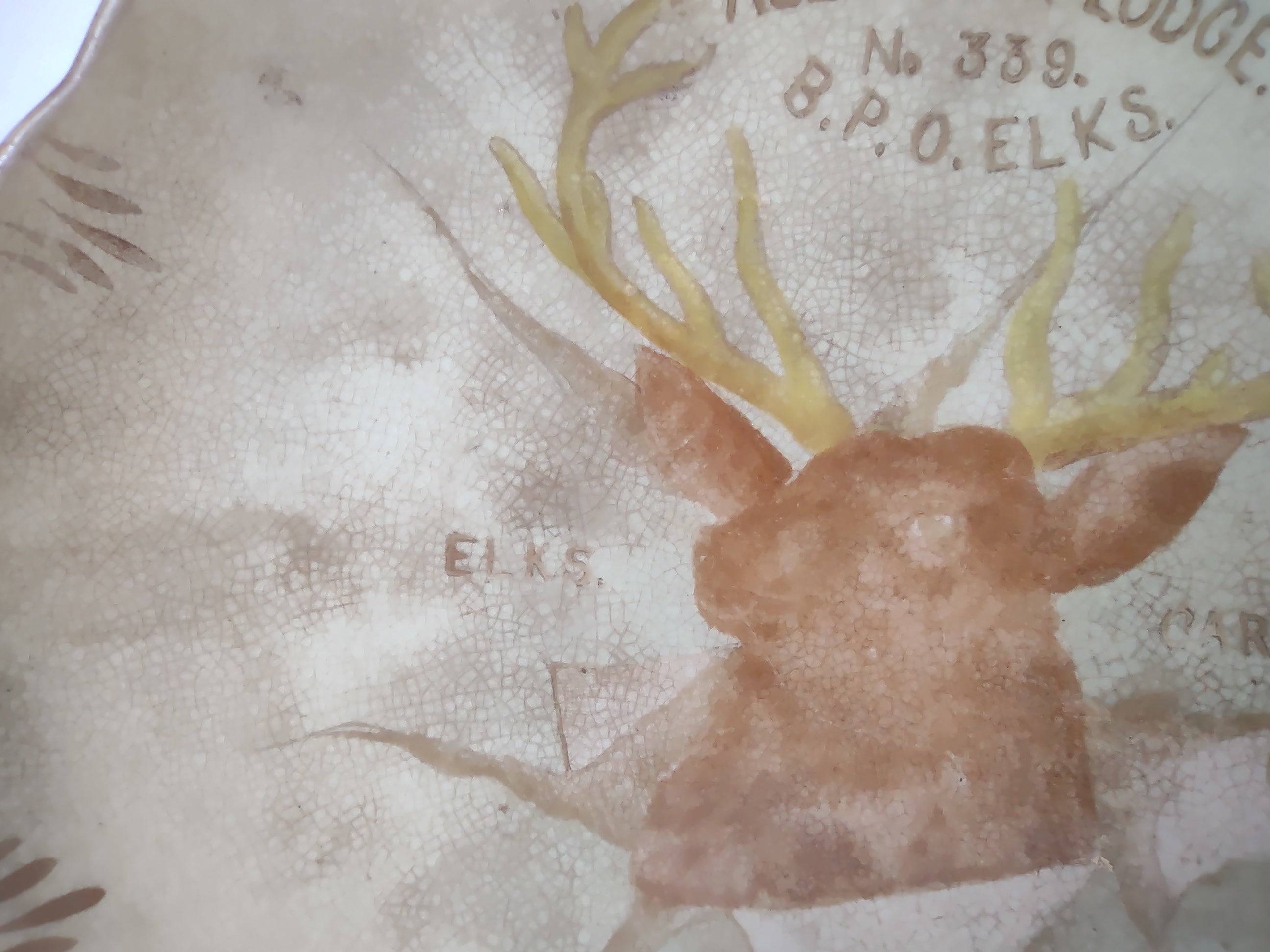 Vintage American China Co BPOE Elks Allegheny PA Souvenir Plate 1890s IMPERFECT [7035]