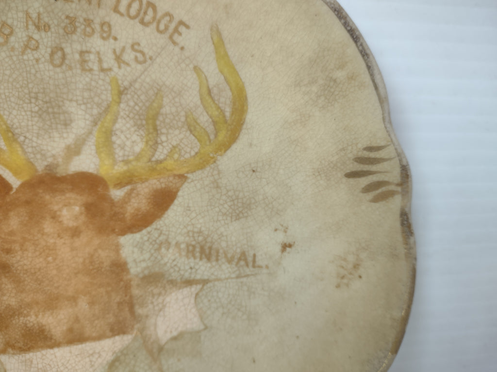 Vintage American China Co BPOE Elks Allegheny PA Souvenir Plate 1890s IMPERFECT [7035]