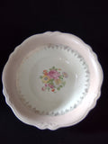 Vintage Homer Laughlin Virginia Rose serving bowl - top down view with ruler showing approximately 9 inch diameter