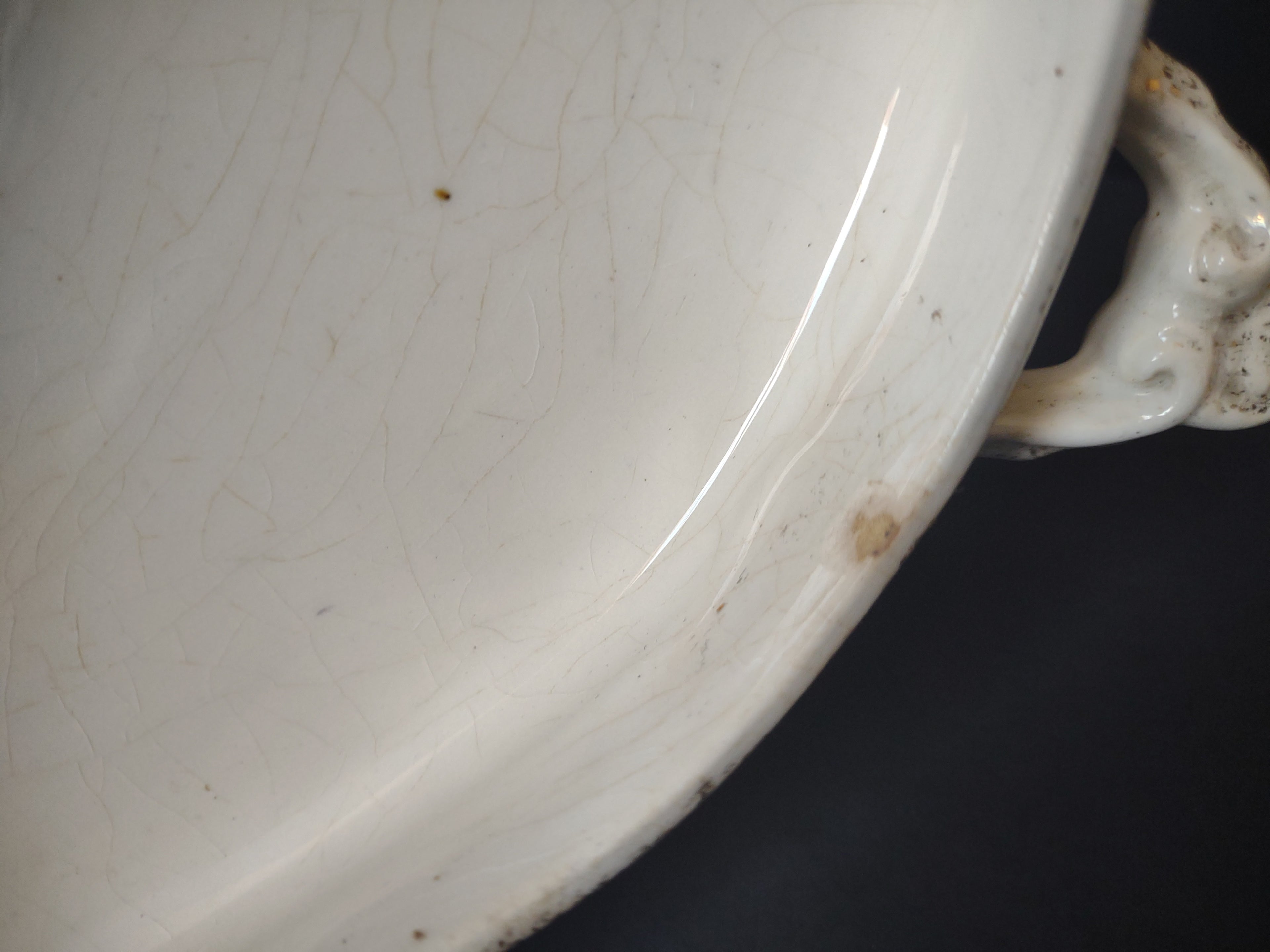 Vintage Homer Laughlin White Granite Oval Tureen IMPERFECT [7034]